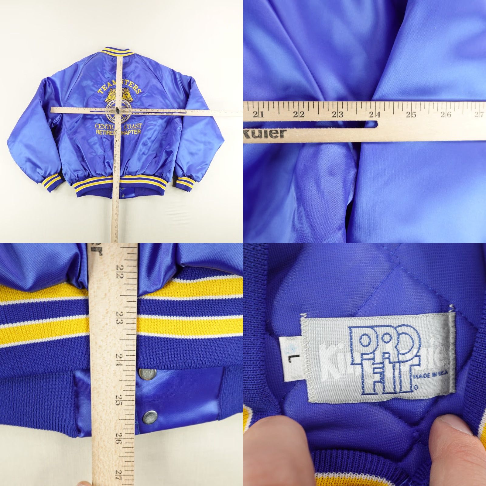 Vintage Vintage Teamsters Jacket Mens Large Blue Satin Quilted Central Coast Bomber Coat Size US L / EU 52-54 / 3 - 8 Thumbnail