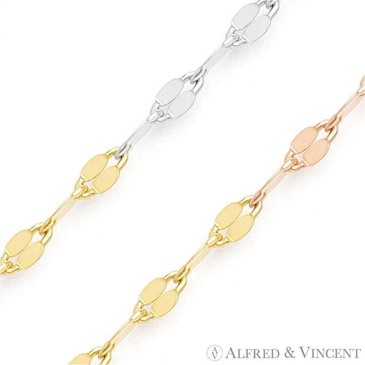 Other 2.2mm Diamond-Cut Flat Coffee Link Necklace in Tri-Tone Size ONE SIZE - 2 Thumbnail
