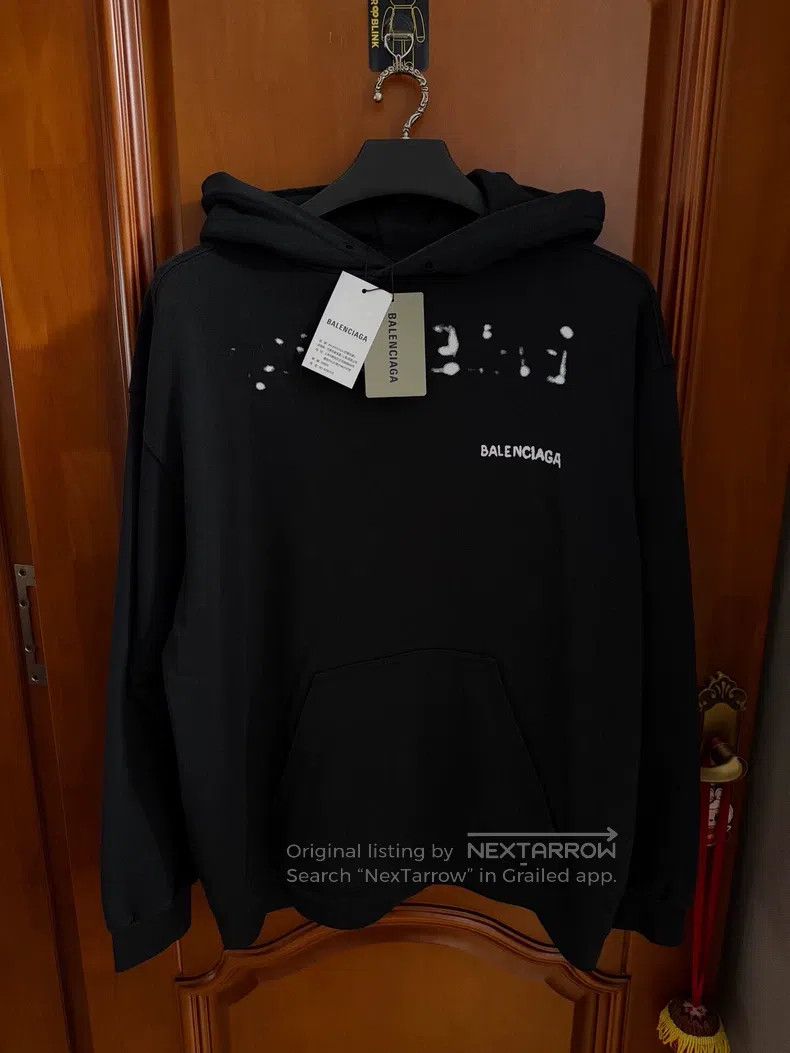 Balenciaga Balenciaga Black Faded Logo Hooded Sweatshirt Size US S / EU 44-46 / 1 - 1 Thumbnail