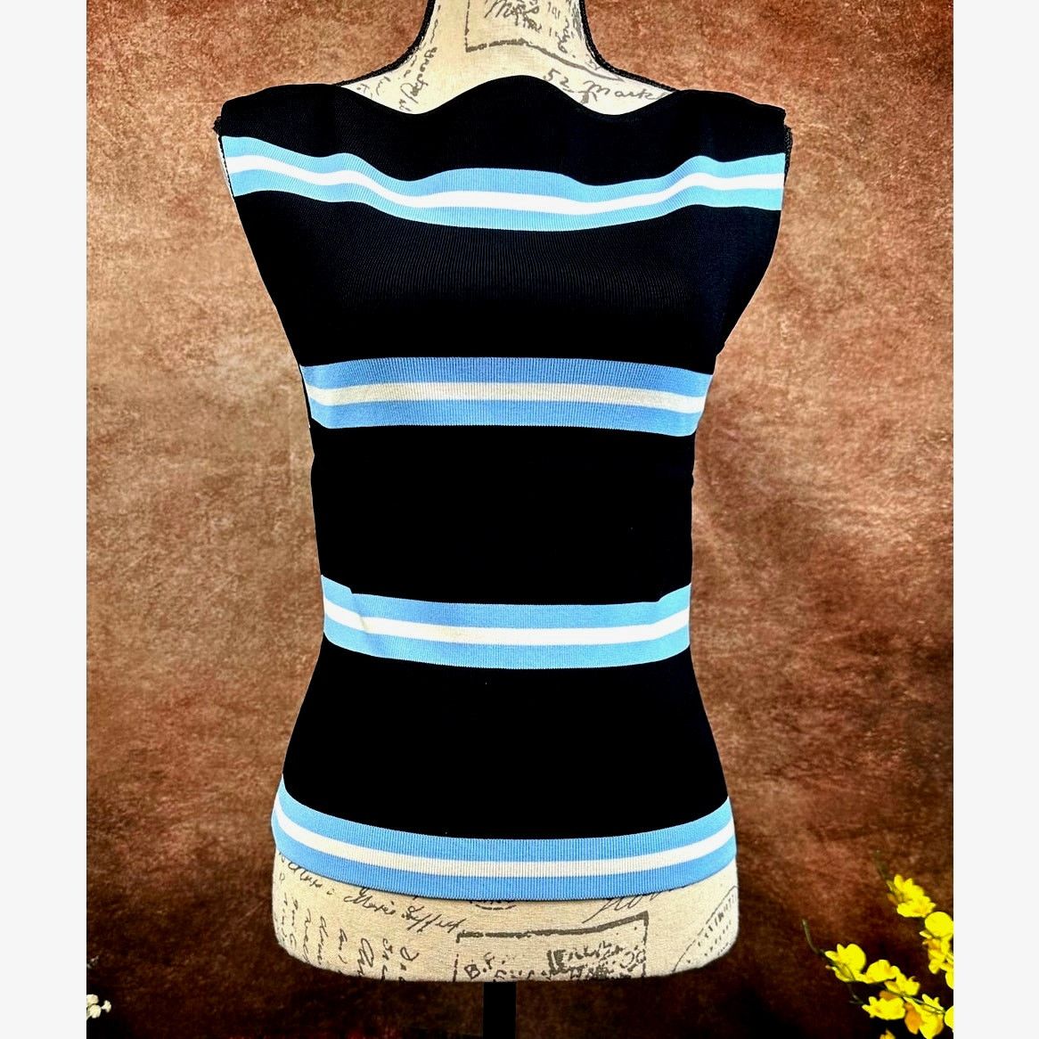 Tanya Taylor Tanya Taylor Zanita Stretch Top Black Horizon Blue Chalk XS Size XS / US 0-2 / IT 36-38 - 7 Thumbnail