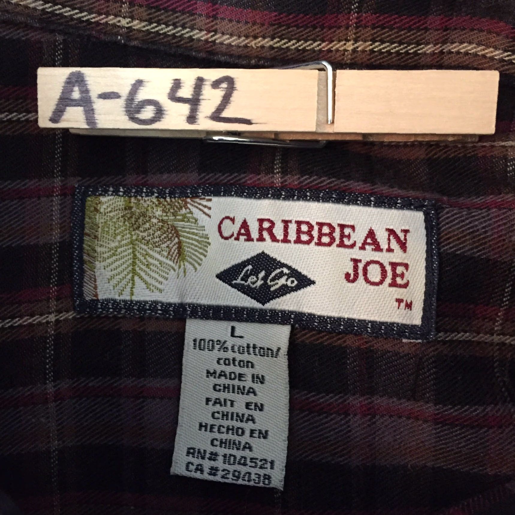 Vintage Caribbean Joe Shirt Mens Large Gray Black Red Plaid Long Sleeve Button-Up Shirt Size US L / EU 52-54 / 3 - 8 Thumbnail