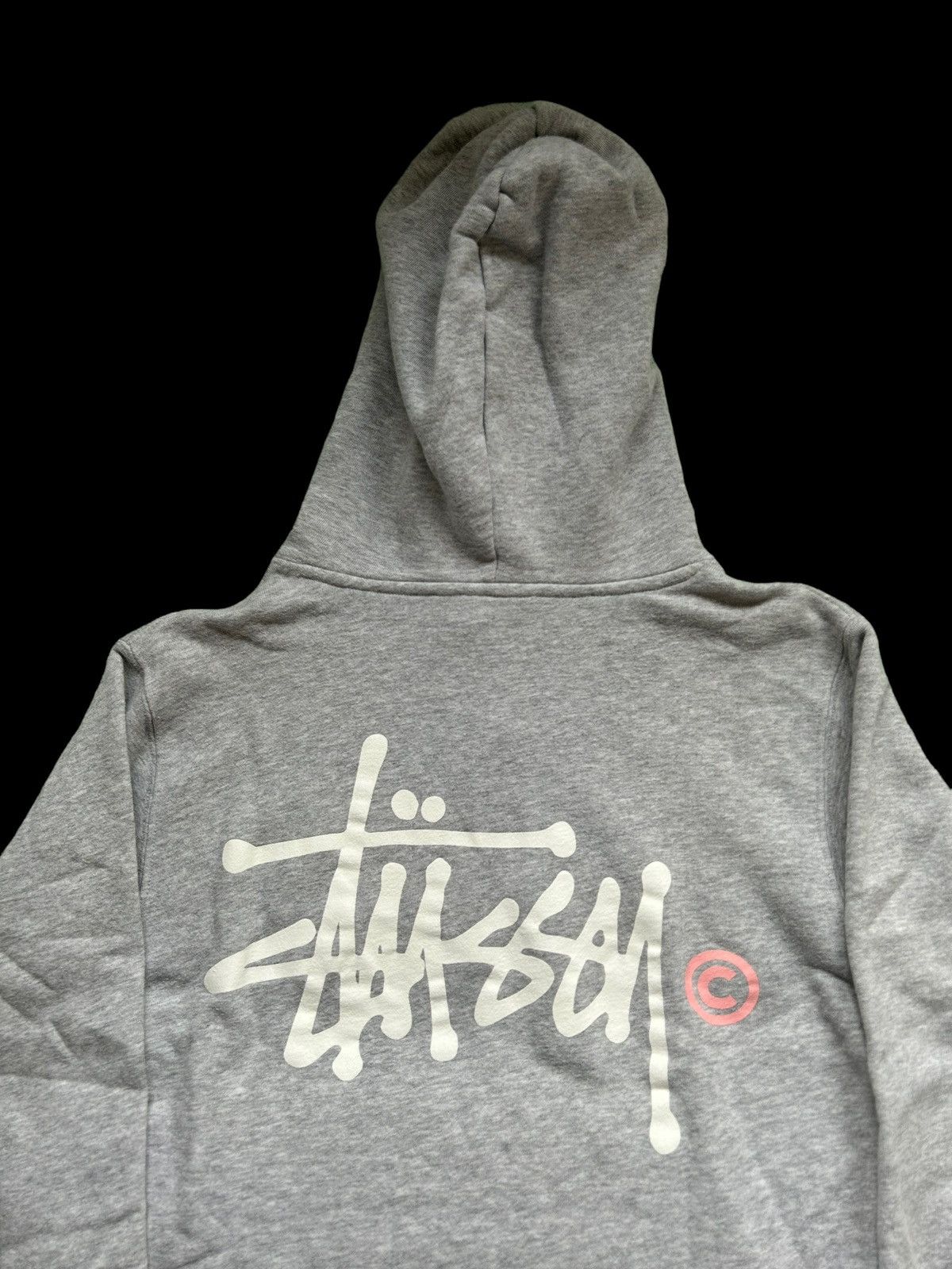 Vintage Rare Y2K Stussy Gray Big Logo Boxy Hoodie oversize