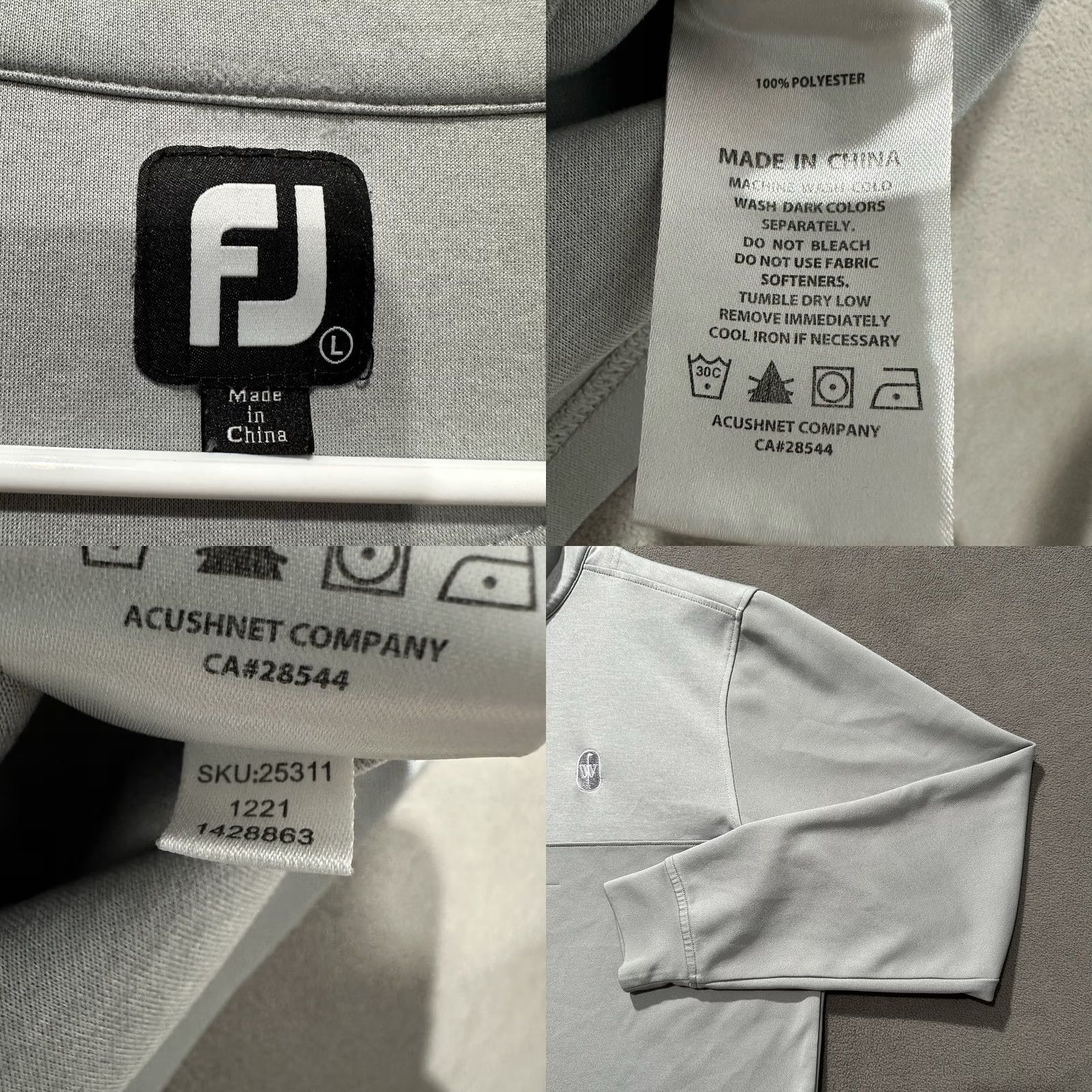 Footjoy FootJoy Pullover Mens Large Gray Quarter Zip Golf Stretch Performance LOGO Size US L / EU 52-54 / 3 - 8 Thumbnail