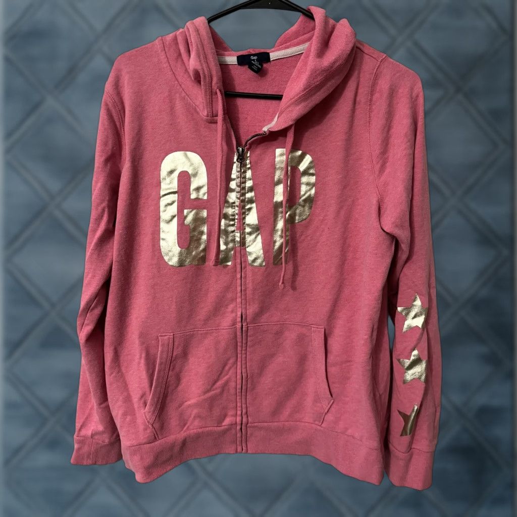 Gap Gap Hoodie Womens L Pink Full Zip Logo Stars Size L / US 10 / IT 46 - 1 Thumbnail