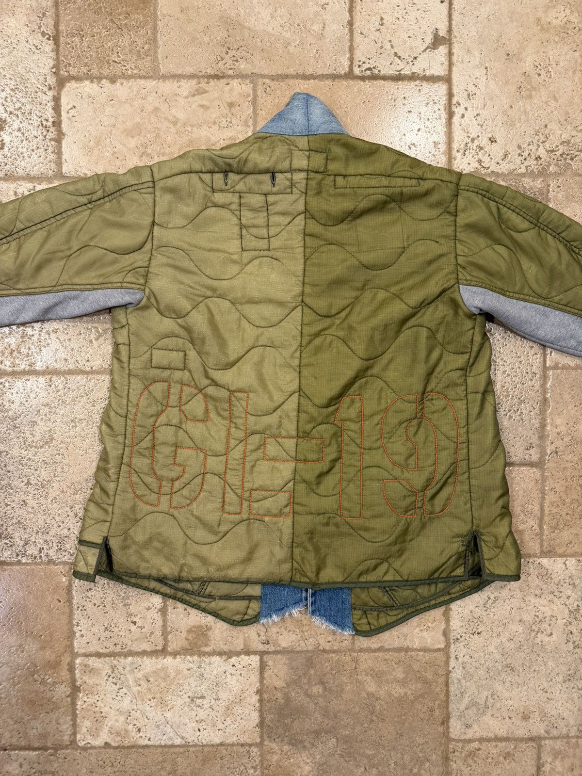 Greg Lauren Greg Lauren Kimono Green Quilt / Blue Denim Distress Jacket Size US L / EU 52-54 / 3 - 13 Thumbnail
