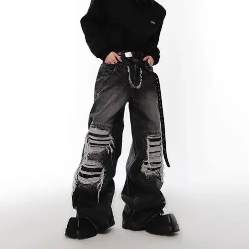 Jean Japanese Opium Ripped pants design high street holes washed Size US 32 / EU 48 - 2 Thumbnail