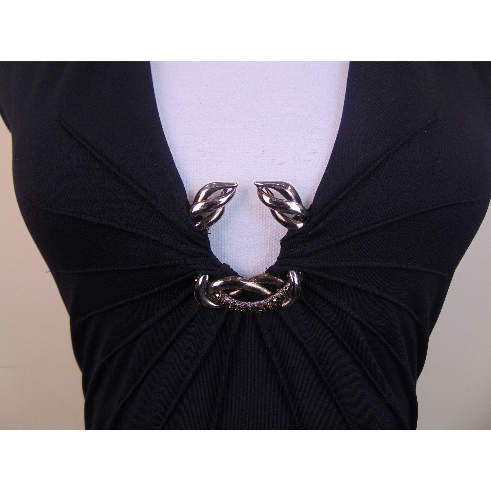 Roberto Cavalli CAVALLI BLACK NYLON JEWELED CRYSTALS SLEEVELESS DRESS TOP 44 Size XXL / US 16-18 / IT 52-54 - 2 Thumbnail