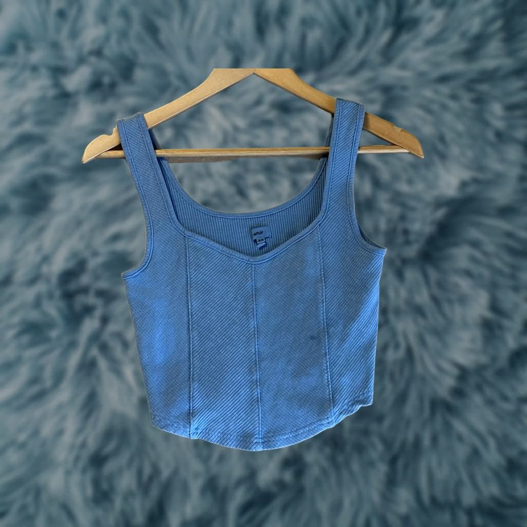 Vintage Aerie Tank Top Cropped Light Blue Women's Medium Yoga Activewear Sleeveless Performance Shirt Size M / US 6-8 / IT 42-44 - 1 Thumbnail
