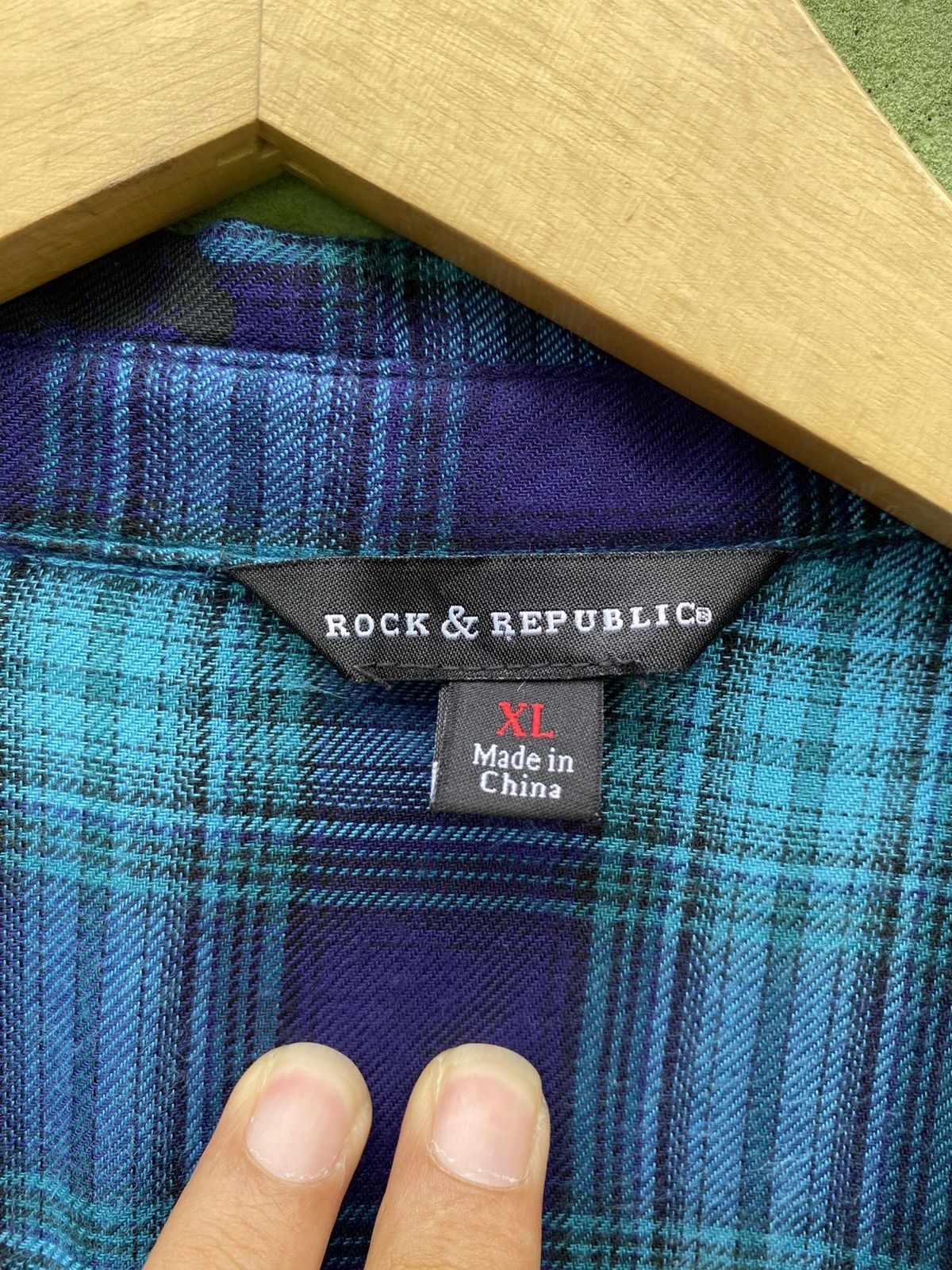 Rock & Republic Rock & Republic Skull Plaid Flannel Shirt Blue Grunge Y2K Size XL / US 12-14 / IT 48-50 - 7 Thumbnail
