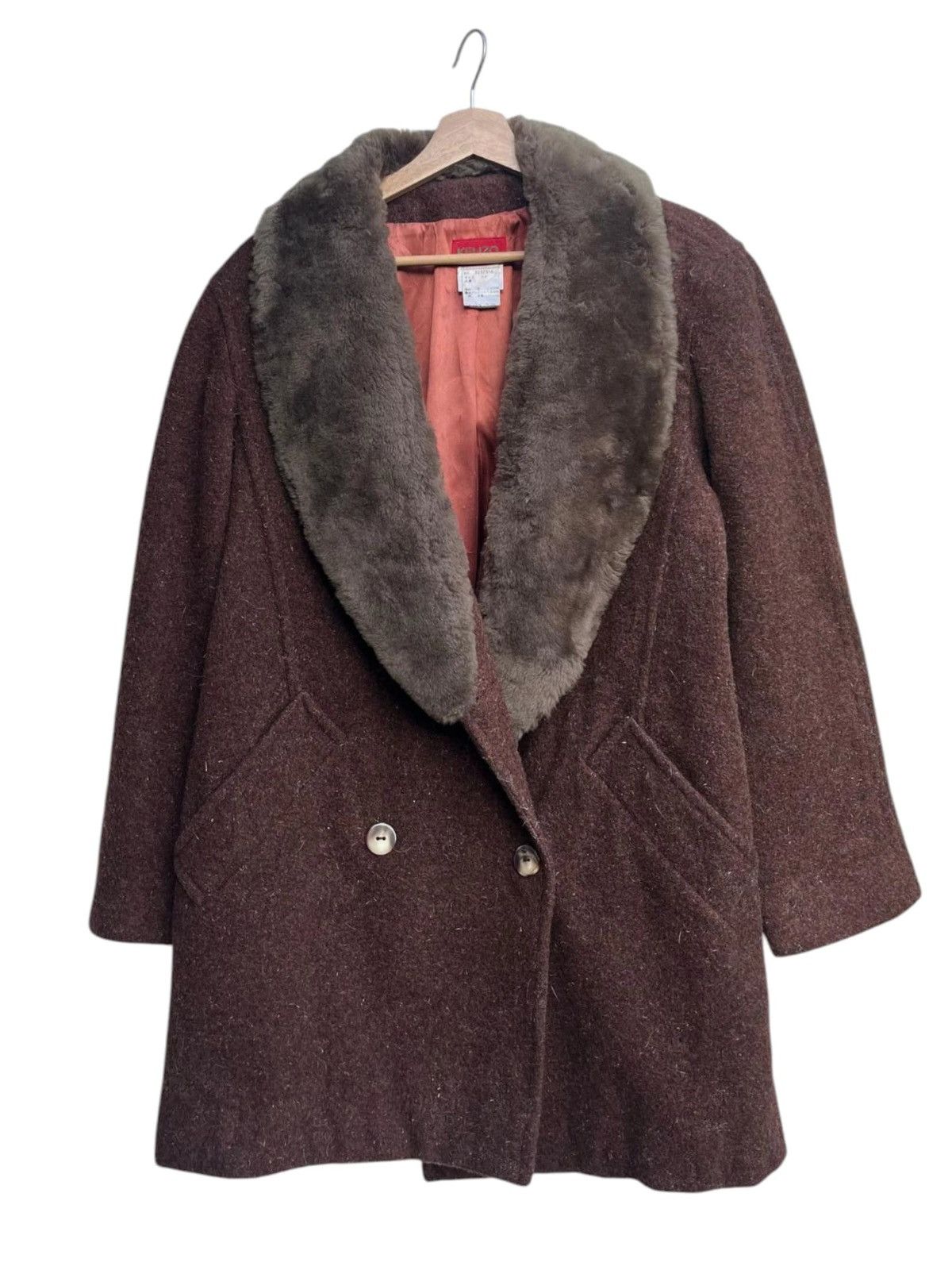 Kenzo Kenzo Classic Double-breasted Silhouette Lamb Collar Coat Size S / US 4 / IT 40 - 2 Thumbnail