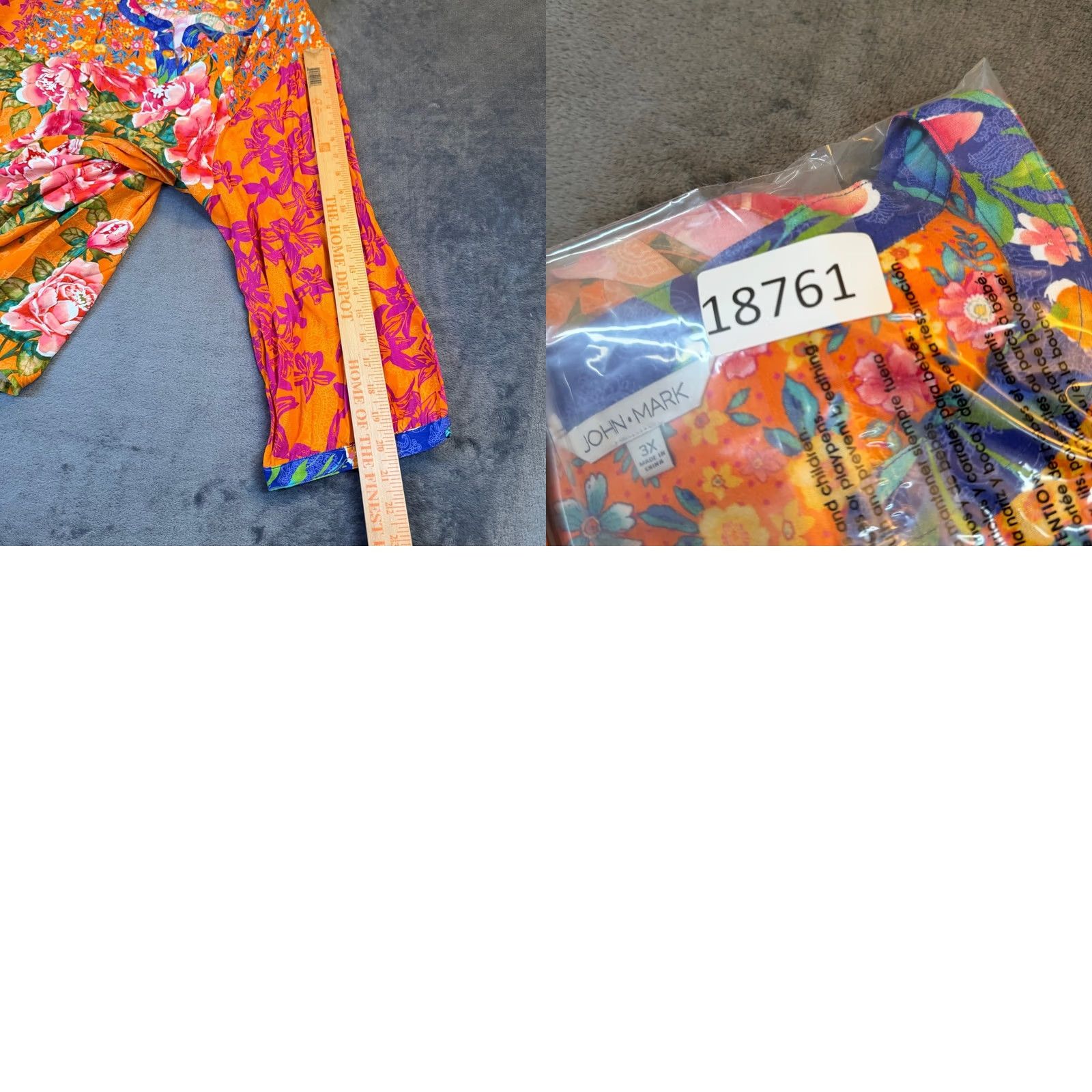Vintage VINTAGE John Mark Island Dreaming Blouse Womens 3X Large Orange Floral Tie Front NWT Size XXL / US 16-18 / IT 52-54 - 9 Thumbnail