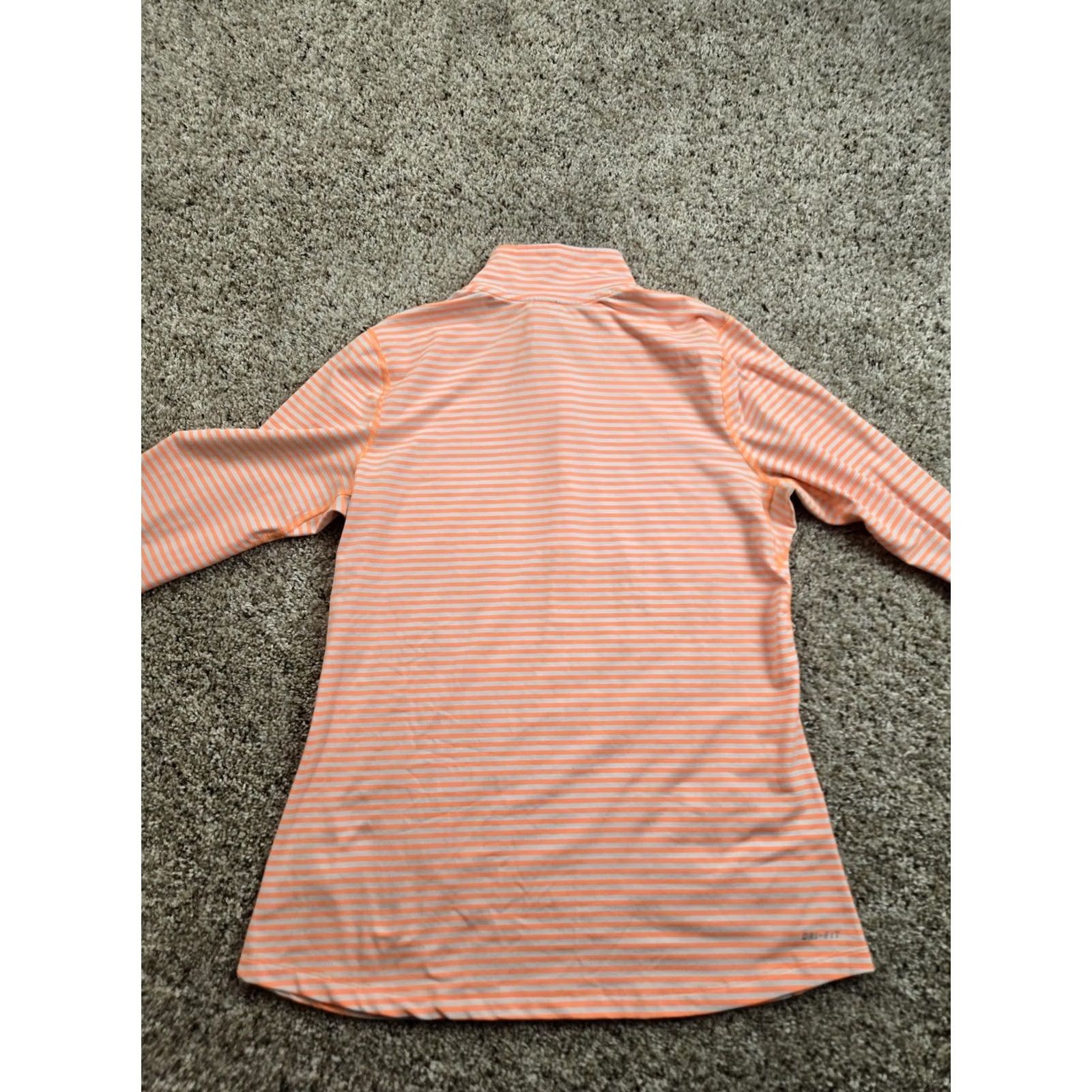Nike Nike Dri-FIT Pullover Shirt Womens M Orange Stripe 1/4 Zip Running Top Size M / US 6-8 / IT 42-44 - 6 Thumbnail