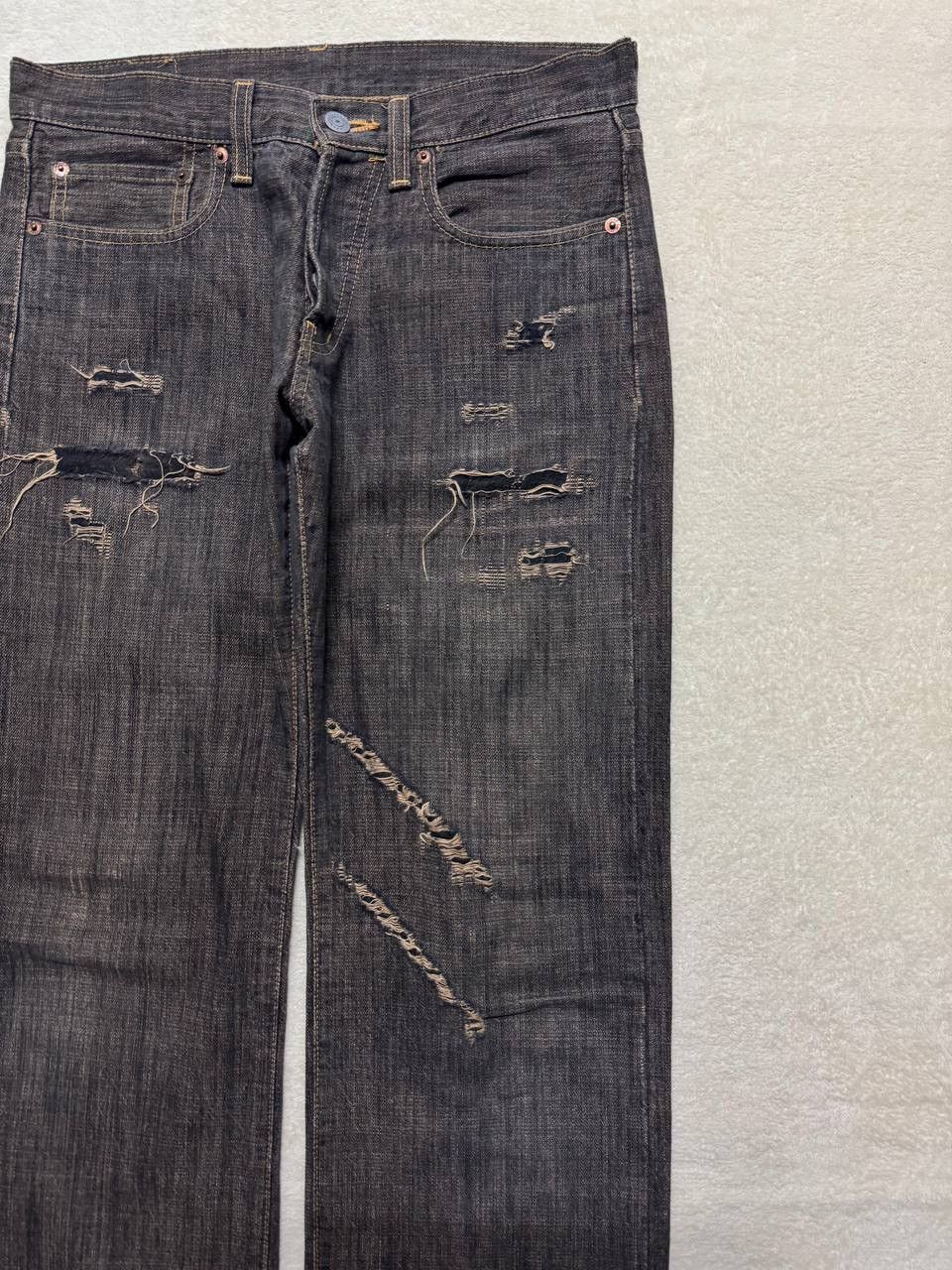 Japanese Brand INSANE 90s Japanese SICK Distressed Ripped Dark Mudwash Jean Size US 29 - 5 Thumbnail