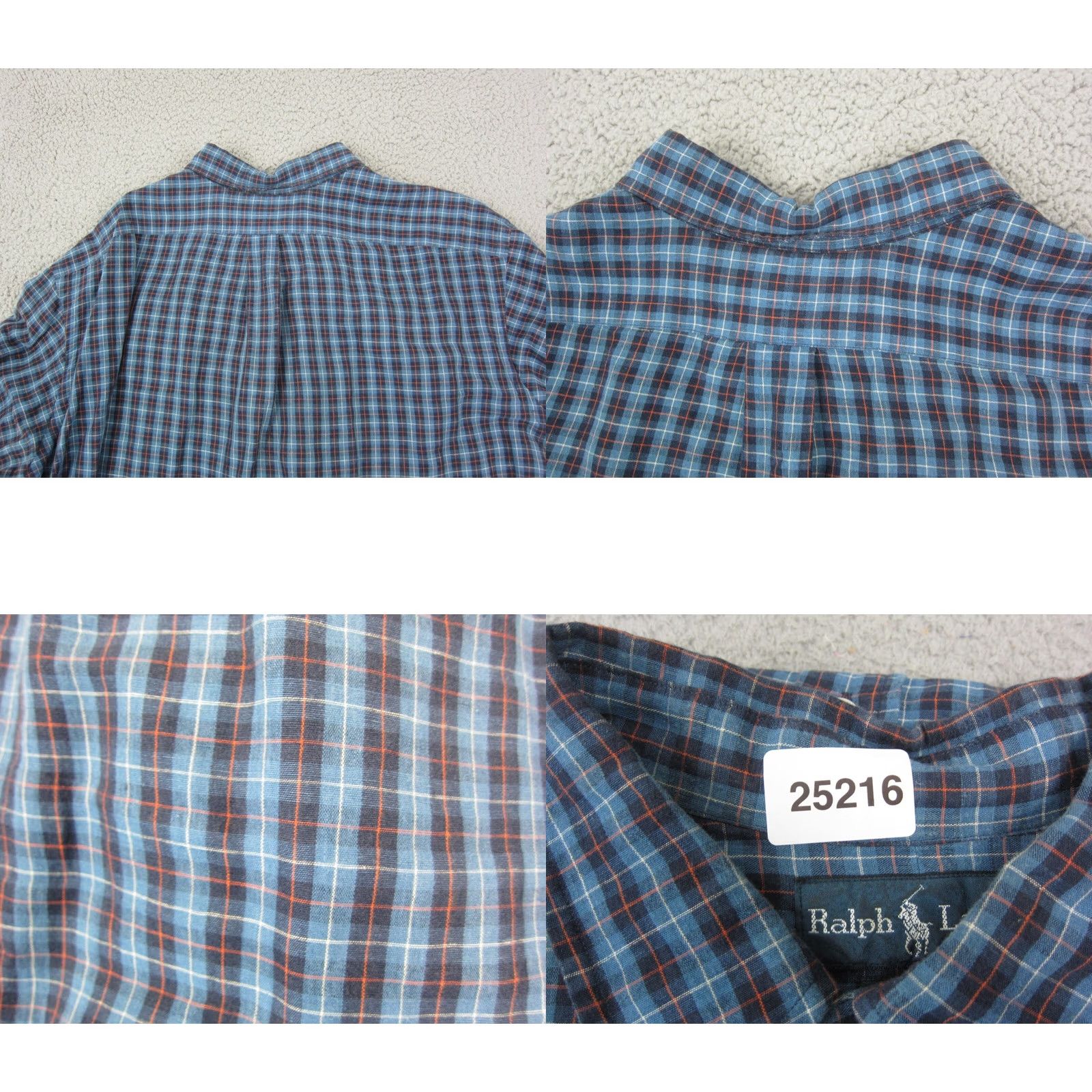 Ralph Lauren VINTAGE Ralph Lauren Shirt Mens 2XL Blue Plaid Button-Up Cotton Linen Long Sleeve Collared 90s City Classic Logo Pockets Size US XXL / EU 58 / 5 - 9 Thumbnail