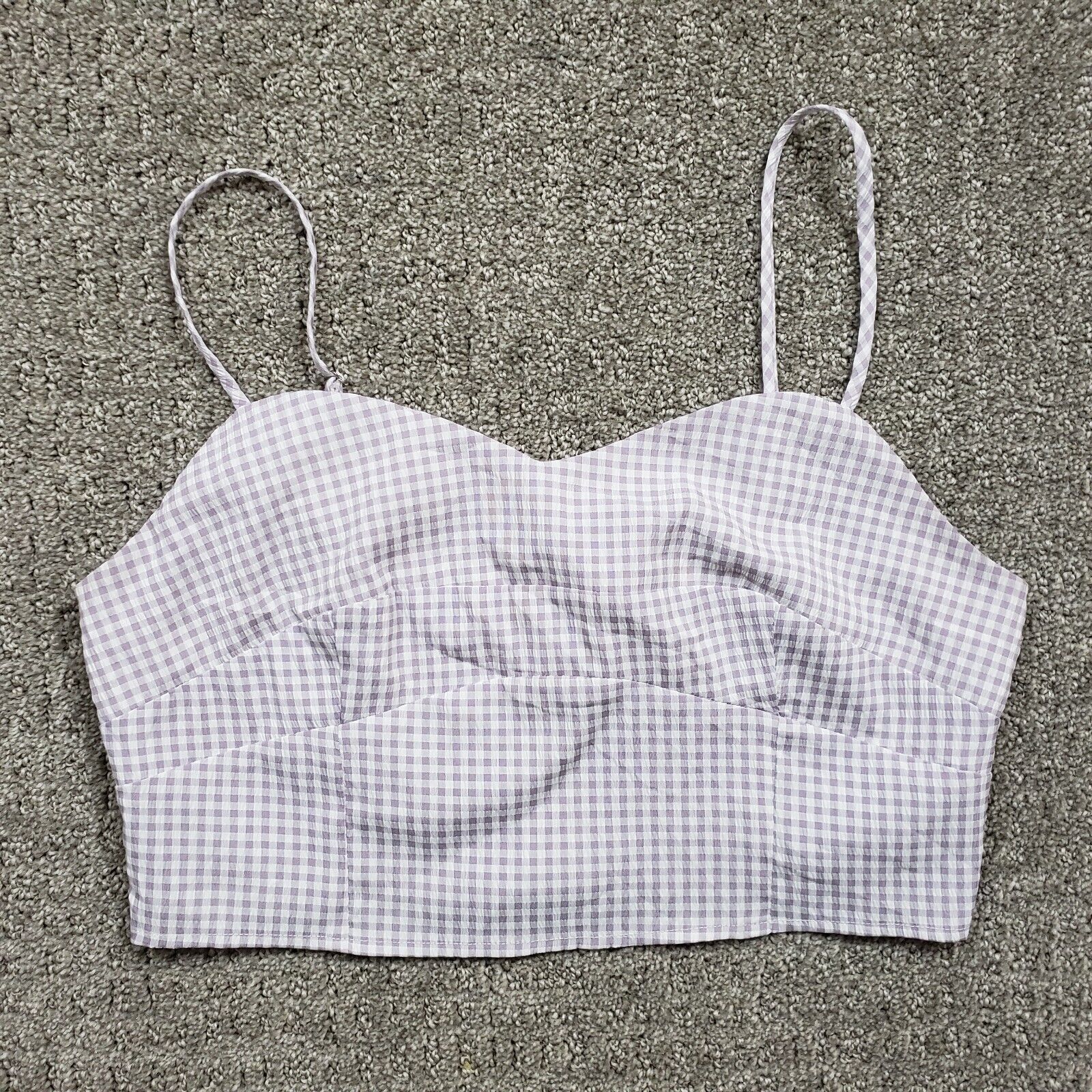 Pacsun PACSUN LA HEARTS Cami Top Small White Gray Gingham Seamed Bustier  Cropped Tank