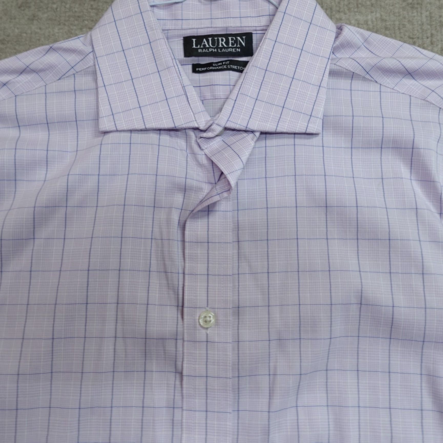 Ralph Lauren VINTAGE Lauren Ralph Lauren Shirt M Purple Blue Windowpane Plaid Stretch Slim Men Long Sleeve Button-Up Collared Size US M / EU 48-50 / 2 - 2 Thumbnail