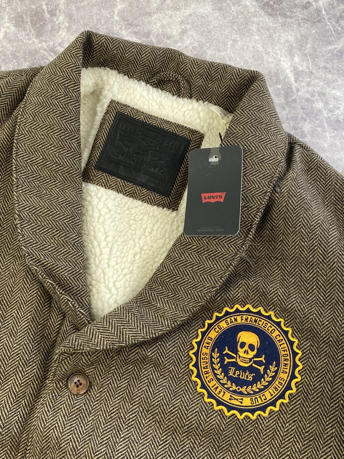 Levi's Levi's Jasper Club Sports Coat Blazer Herringbone Sherpa Size US M / EU 48-50 / 2 - 2 Thumbnail