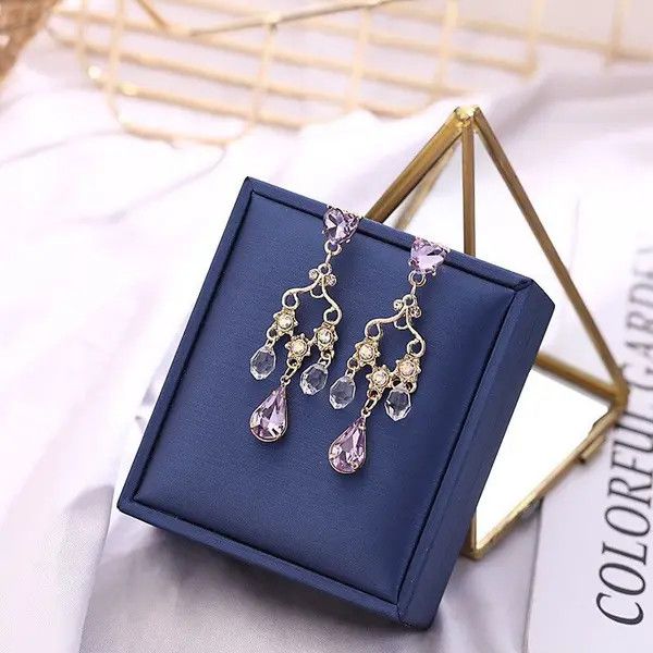 Jewelry × Other × Vintage Fashion Elegant Crystal Dangle Drop Earrings for Women Size ONE SIZE - 1 Thumbnail