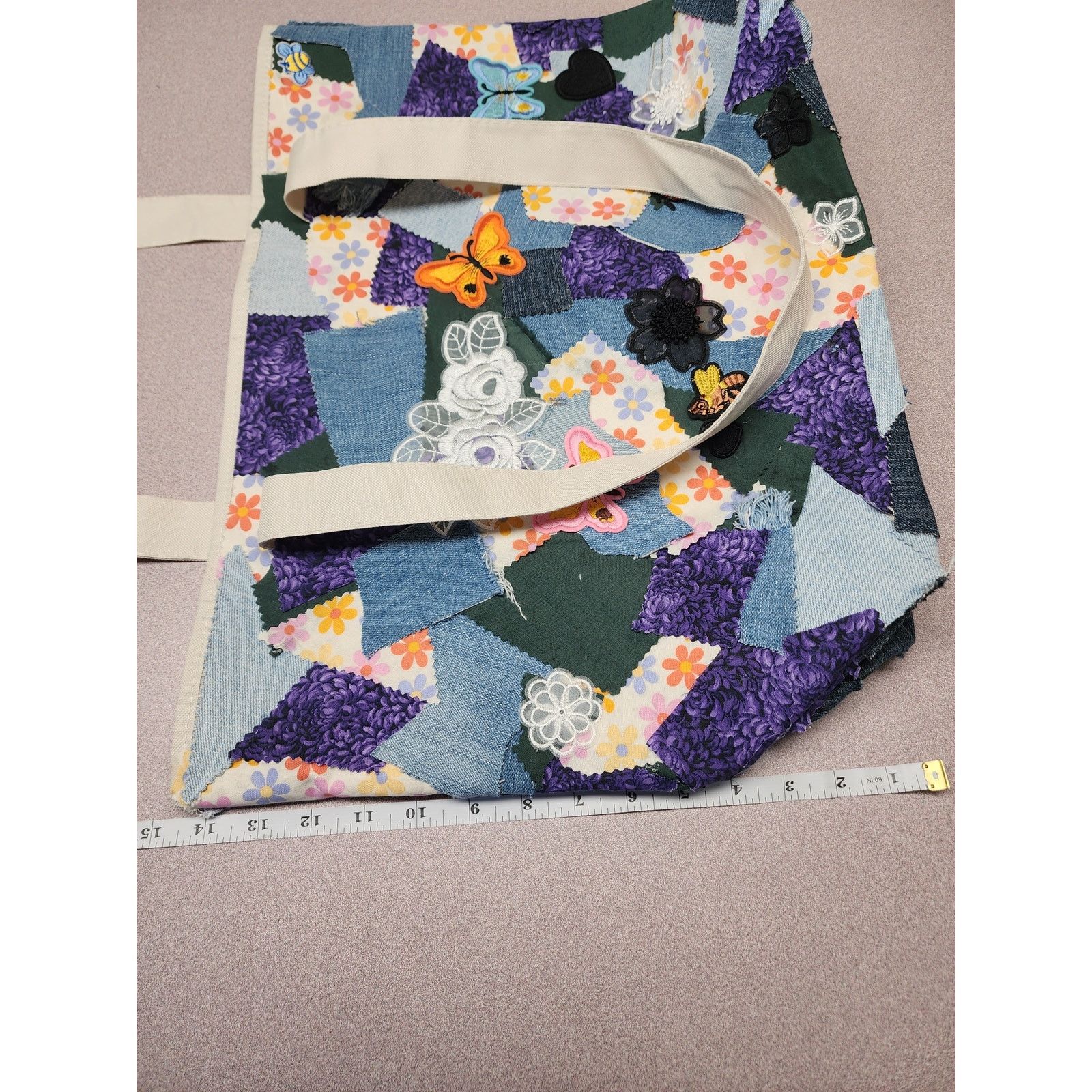 Handmade Upcycled Boho Patchwork Tote Bag Floral Size ONE SIZE - 3 Thumbnail