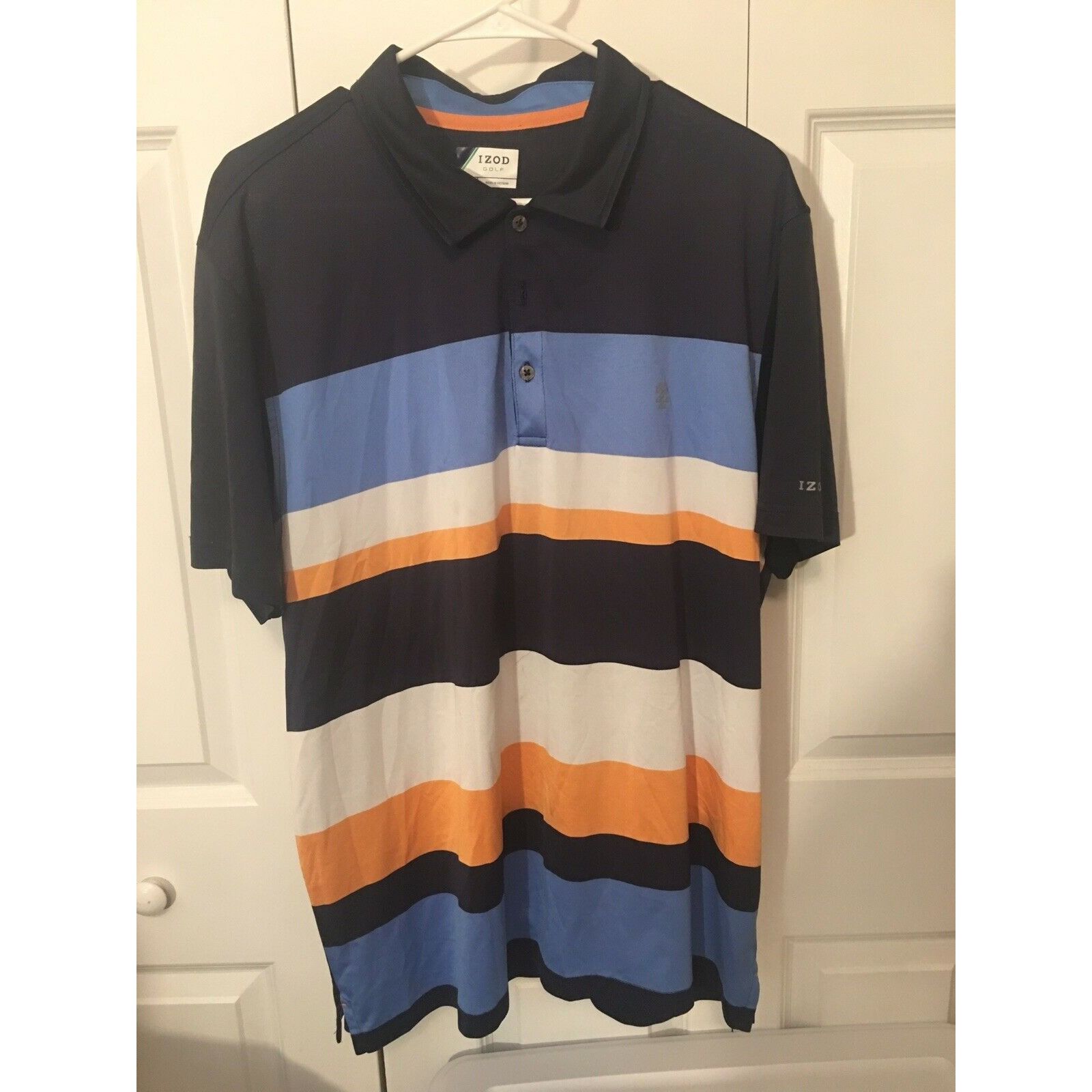 Izod Izod Golf Short Sleeve Polo Golf Shirt - Sz XL Blue/White/Or Size US XL / EU 56 / 4 - 7 Thumbnail