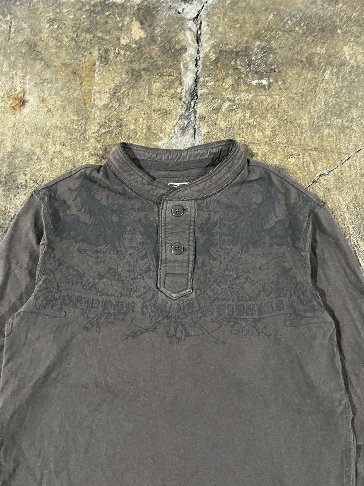 Affliction × Tapout × Vintage Crazy Y2K Affliction Style Grunge Skull Skater Longsleeve Size US S / EU 44-46 / 1 - 1 Thumbnail