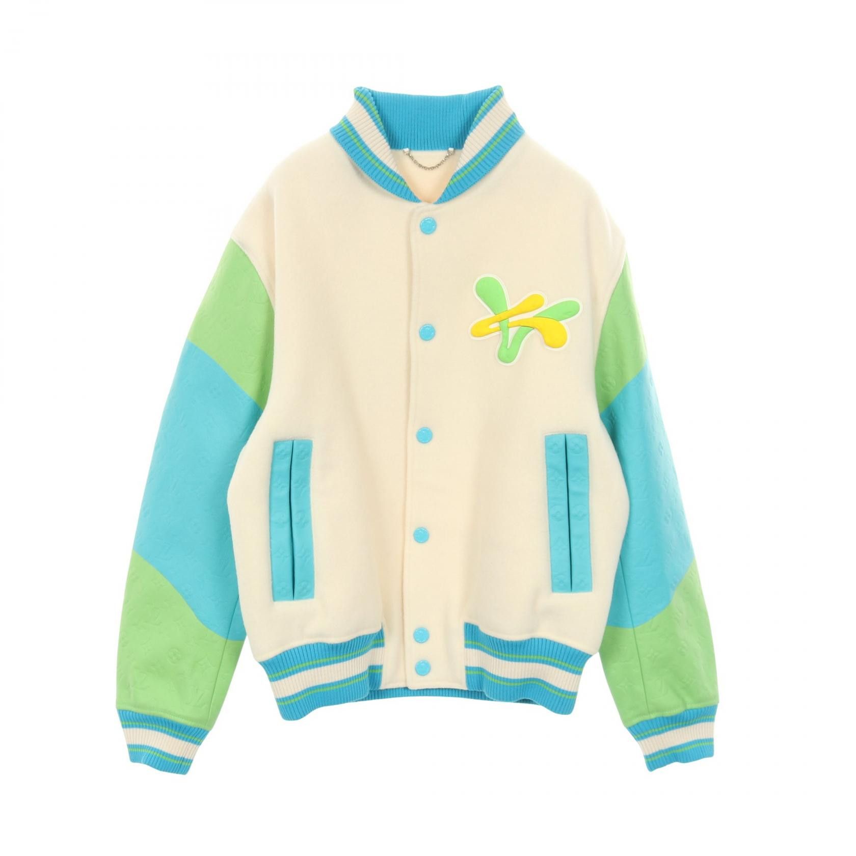 Louis Vuitton Louis Vuitton Louis Vuitton Rainbow Playground Varsity Wool Leather Jacket Textile Outerwear RM231YC8HOL63E DUTY FREE for USA Size ONE SIZE - 1 Thumbnail