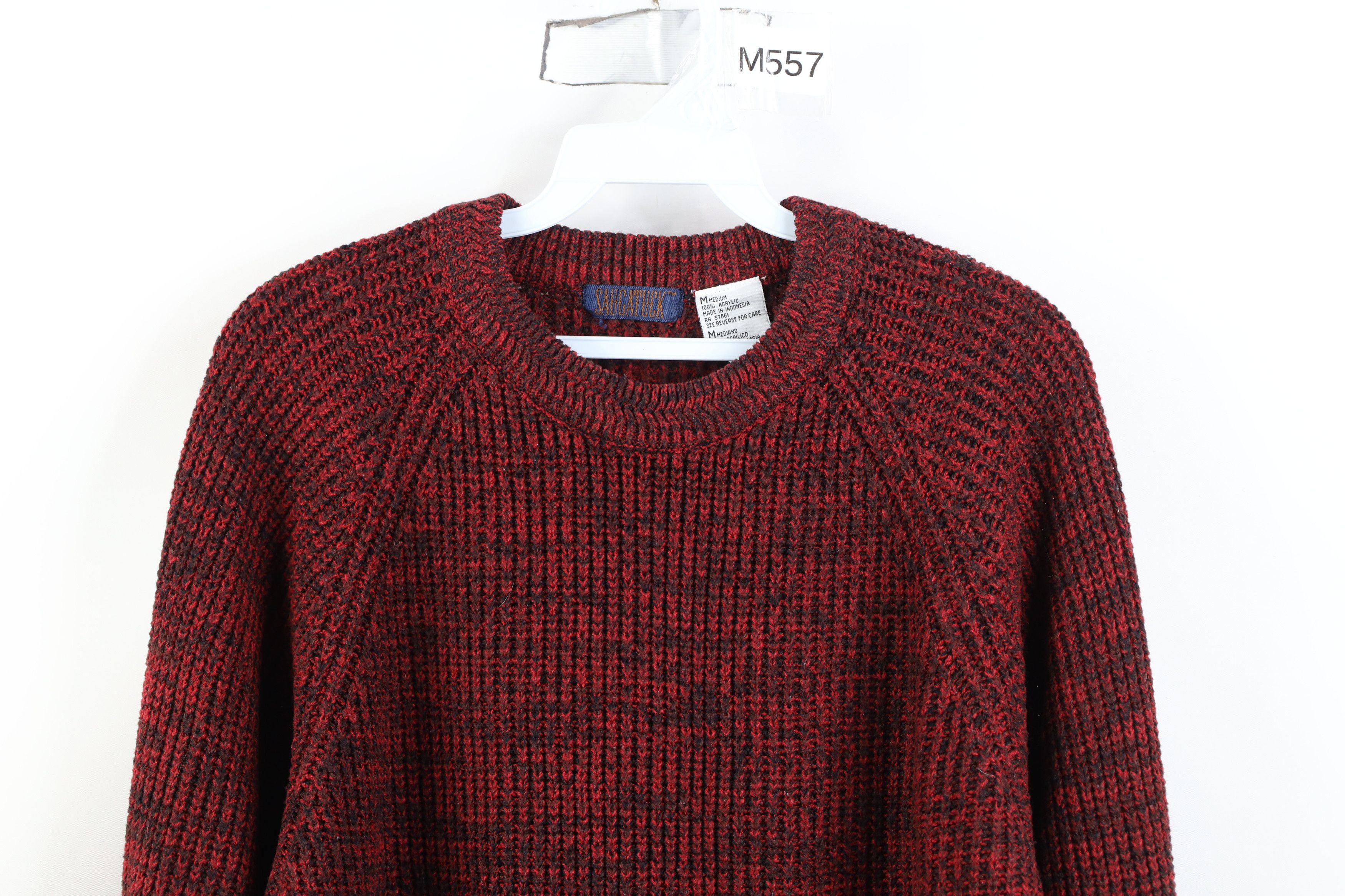 Vintage Vintage 90s Streetwear Ribbed Knit Sweater Heather Red Size US M / EU 48-50 / 2 - 2 Thumbnail