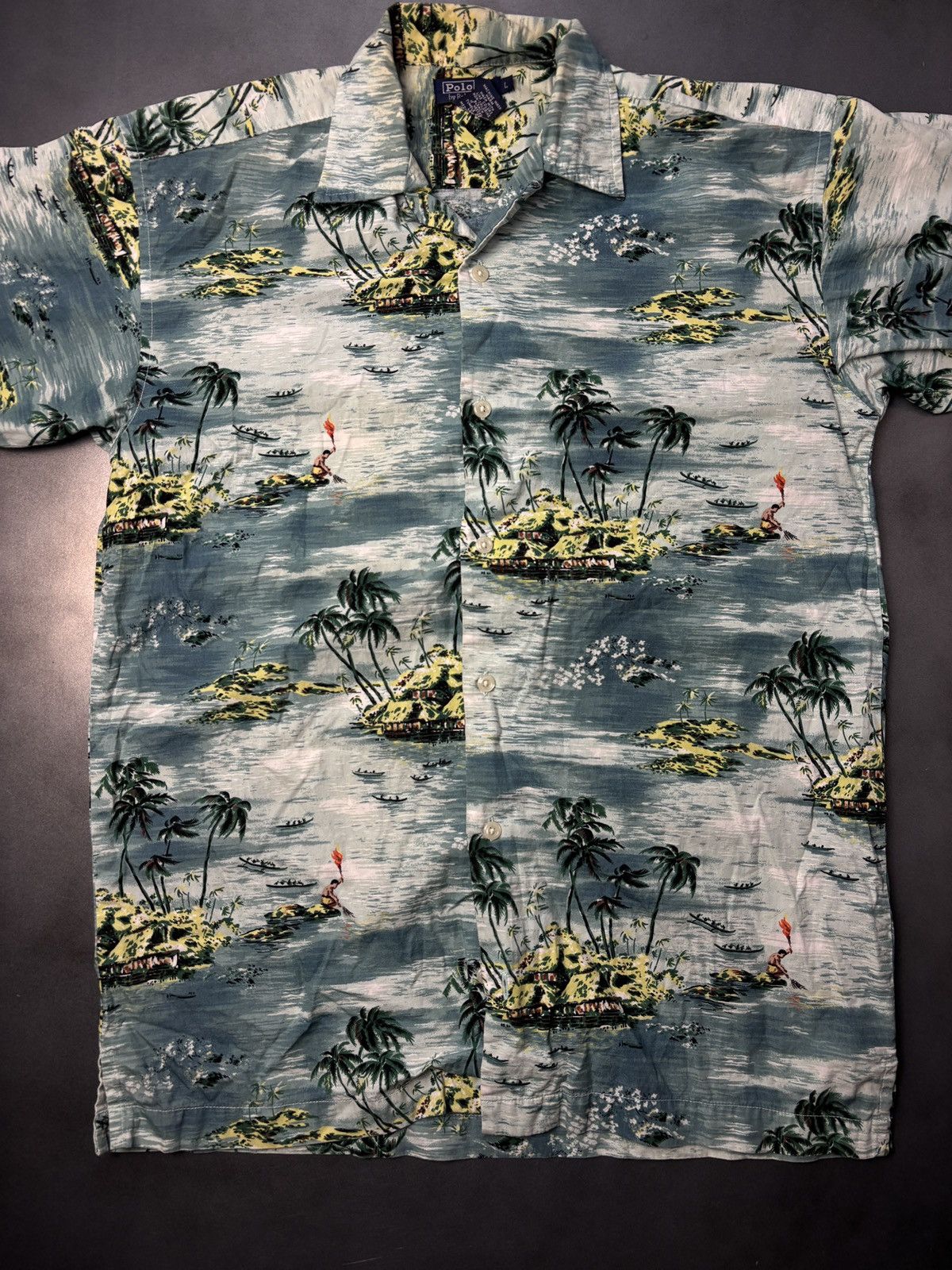 Polo Ralph Lauren × Vintage Vintage Ralph Lauren Hawaiian Shirt 1990s Polo Loop Collar Size US M / EU 48-50 / 2 - 8 Thumbnail