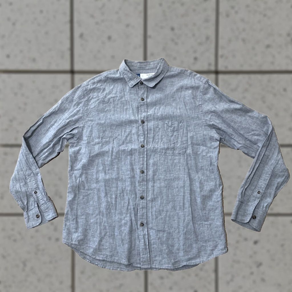 Old Navy VINTAGE OLD NAVY Button Shirt Men L Linen Everyday Shirt Light Gray Nautical Preppy 44" Mens Regular Long Sleeve Collared Shirt Size US L / EU 52-54 / 3 - 1 Thumbnail