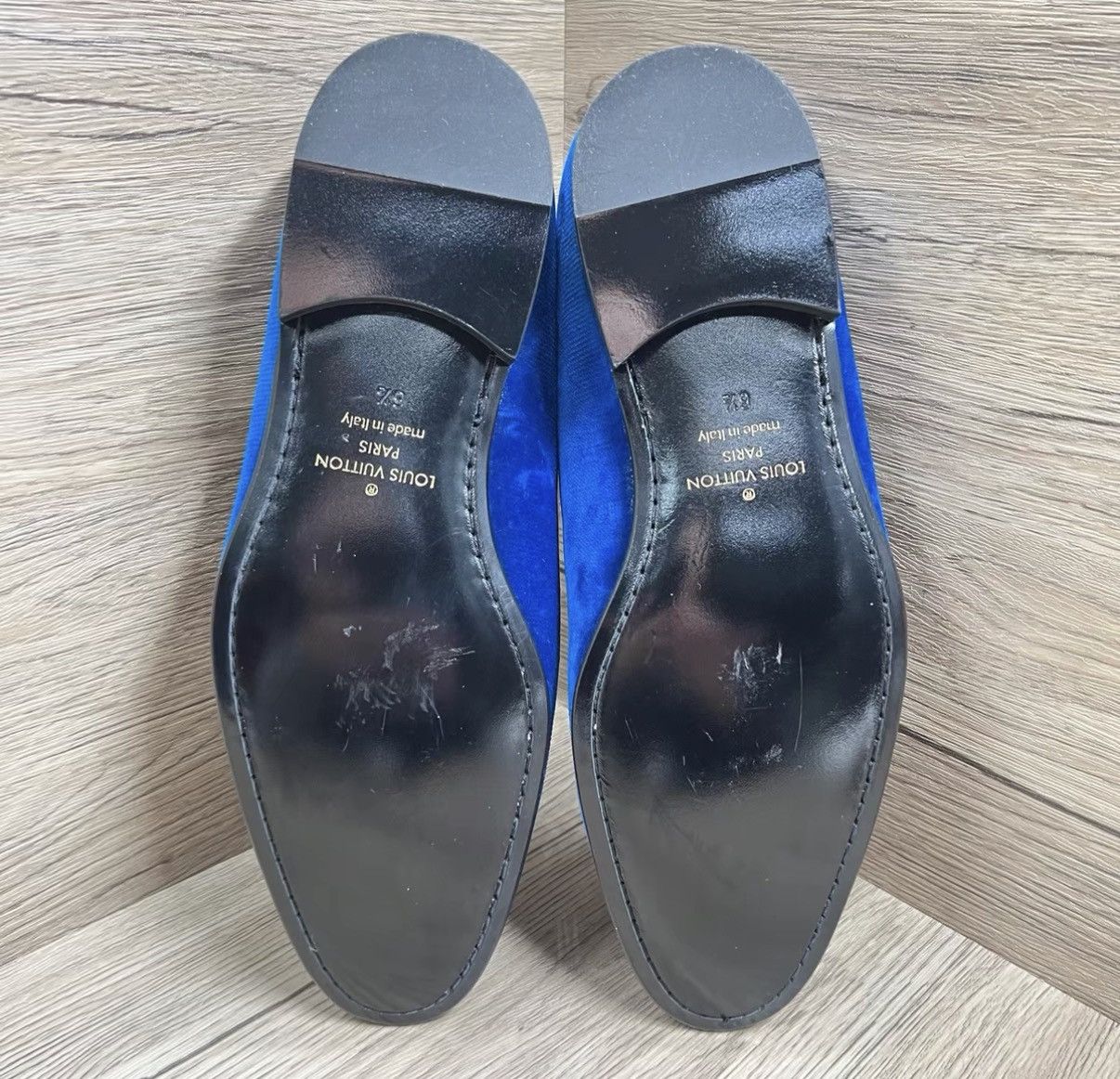Louis Vuitton Louis Vuitton Auteuil Blue & Gold Embroidered Loafers J41 Size US 7.5 / EU 40-41 - 5 Thumbnail