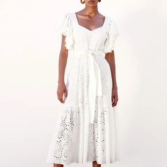 sachin and babi light blue dress Zara OPENWORK EMBROIDERED DRESS M (8-10) New