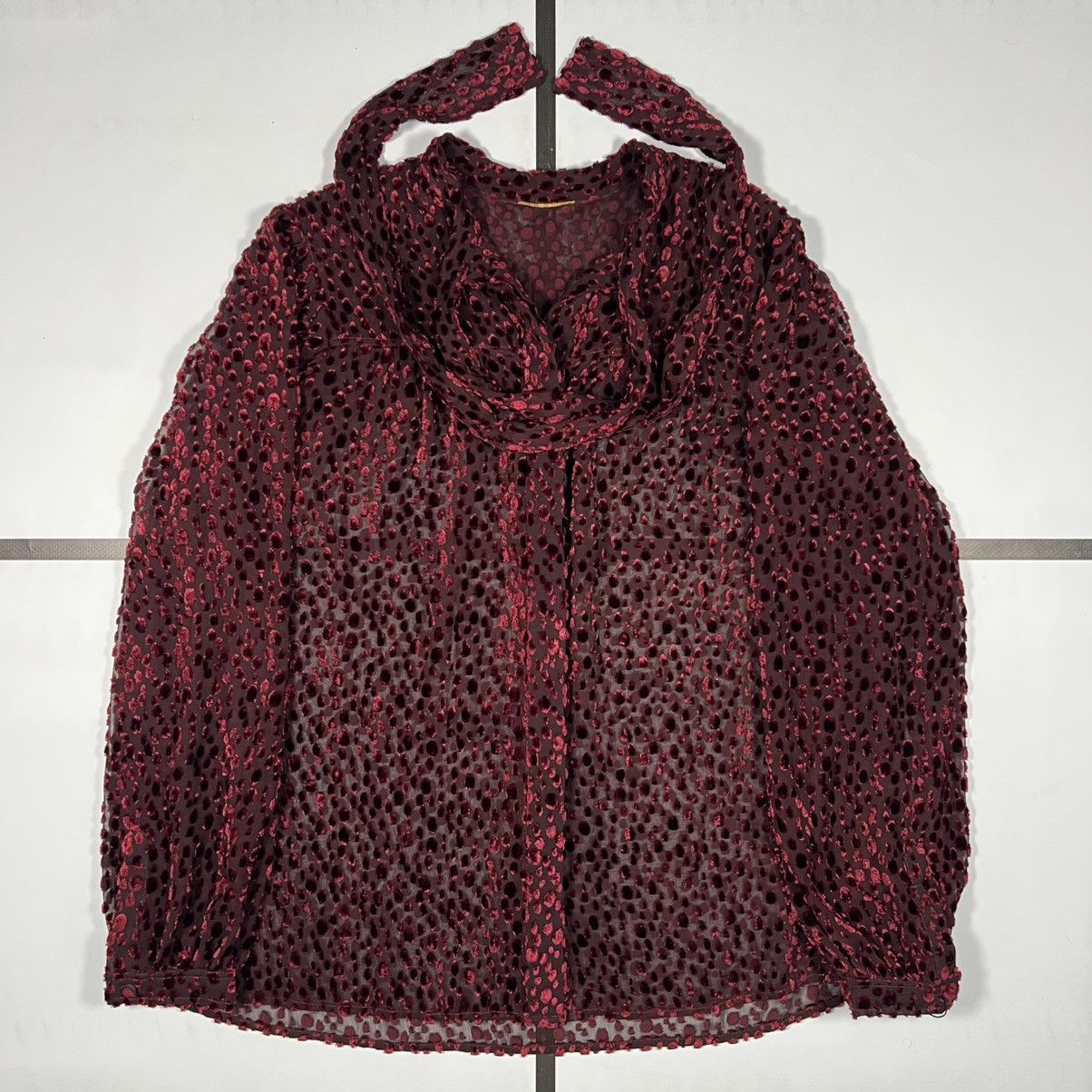 Saint Laurent Paris |[ FW18 Saint Laurent Devorè Silk Tie-Neck Blouse ]| Size US S / EU 44-46 / 1 - 2 Thumbnail