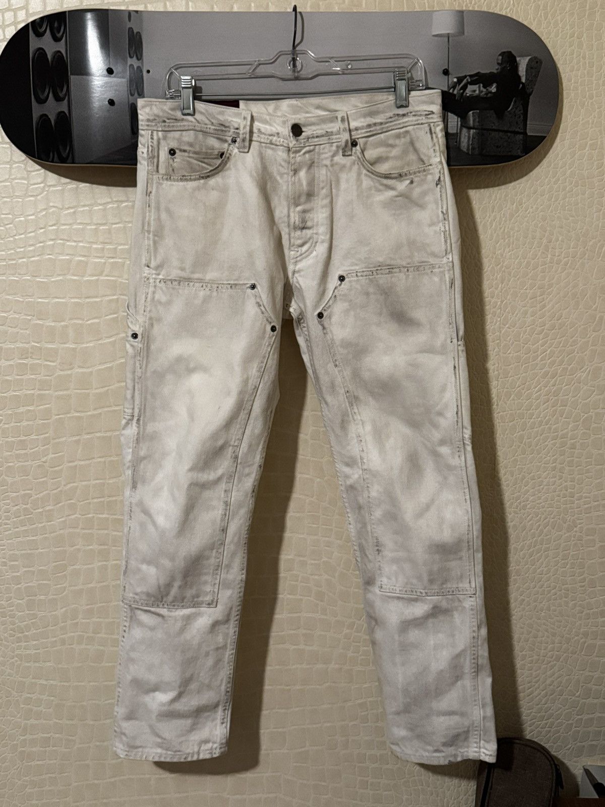 Enfants Riches Deprimes dirty white double knee jeans