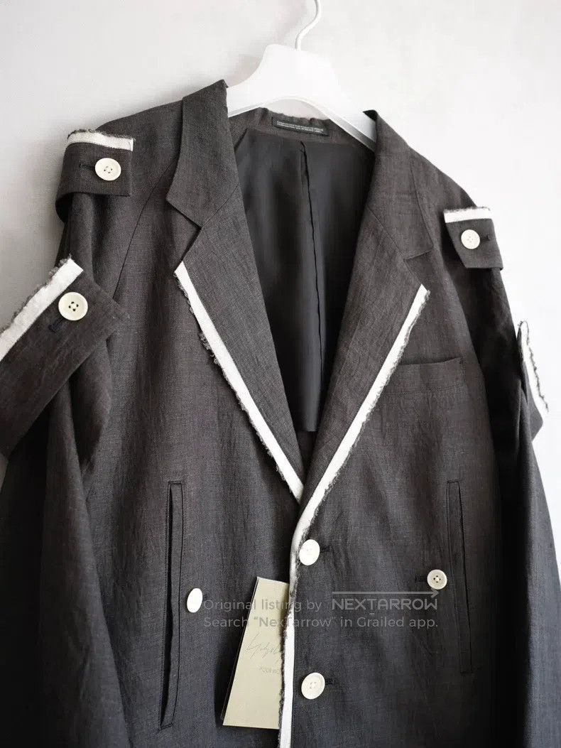 Yohji Yamamoto Yohji Yamamoto Shoulder Patch White Edge Linen Coat Size US S / EU 44-46 / 1 - 4 Thumbnail