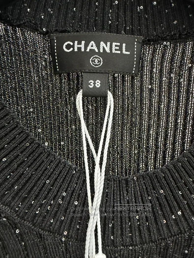Chanel Chanel Black shiny knitted bow short-sleeved T-shirt Size XS / US 0-2 / IT 36-38 - 4 Thumbnail