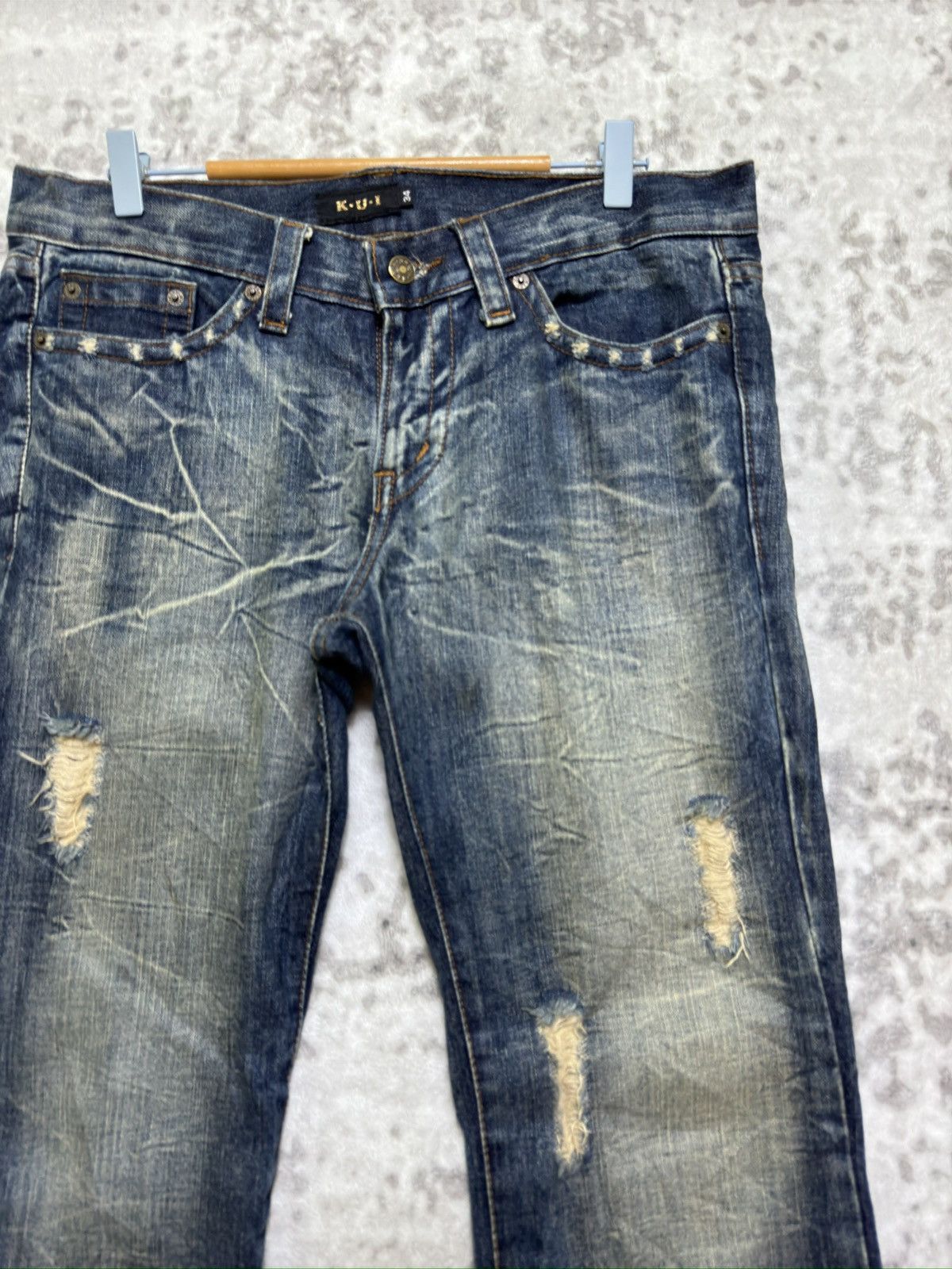 Hysteric Glamour K.U.I Japanese Distressed Flare Jeans Clawmark Archive Denim Size US 34 / EU 50 - 5 Thumbnail
