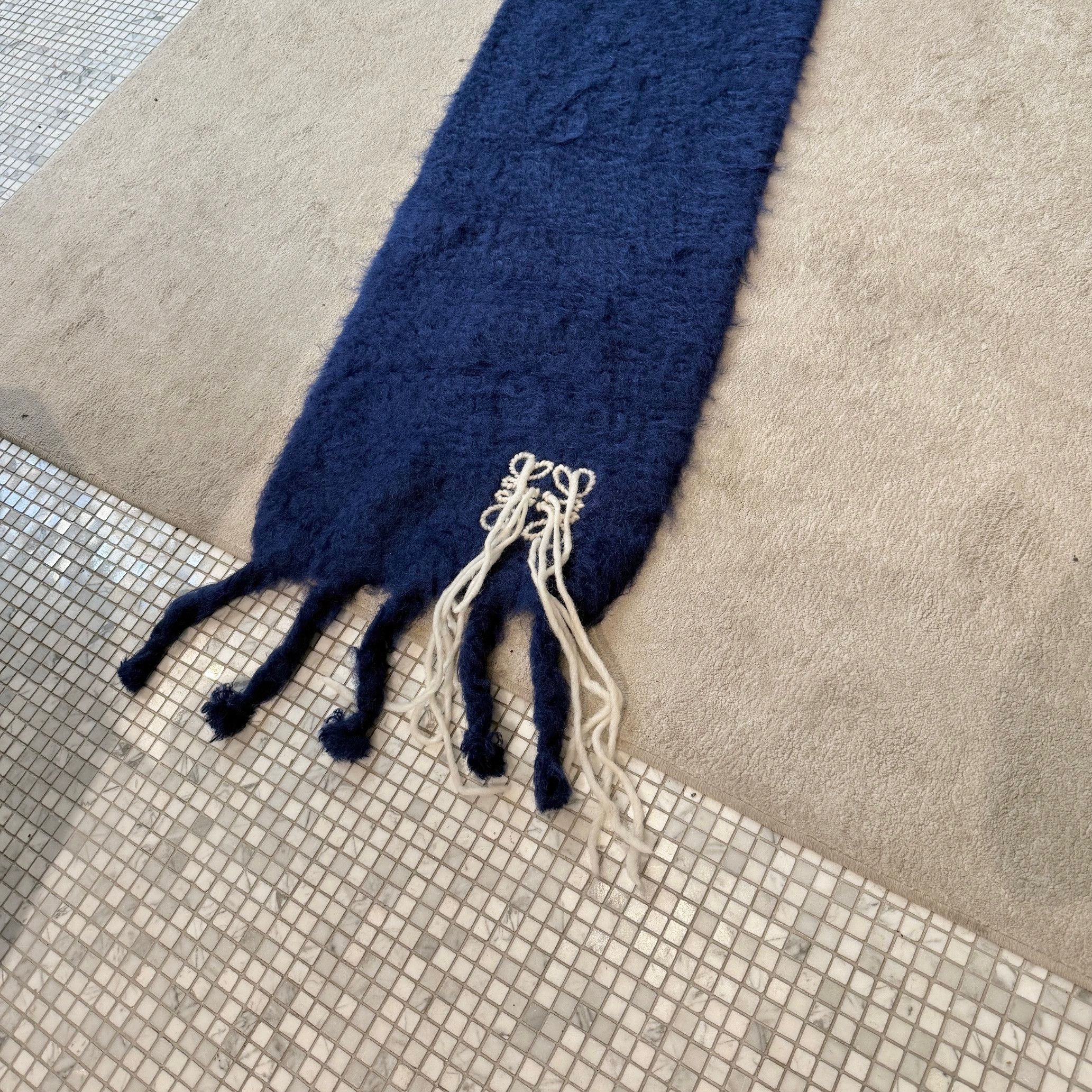 Loewe LOEWE Blue Mohair Embroidered Anagram Oversized Scarf Size ONE SIZE - 8 Thumbnail