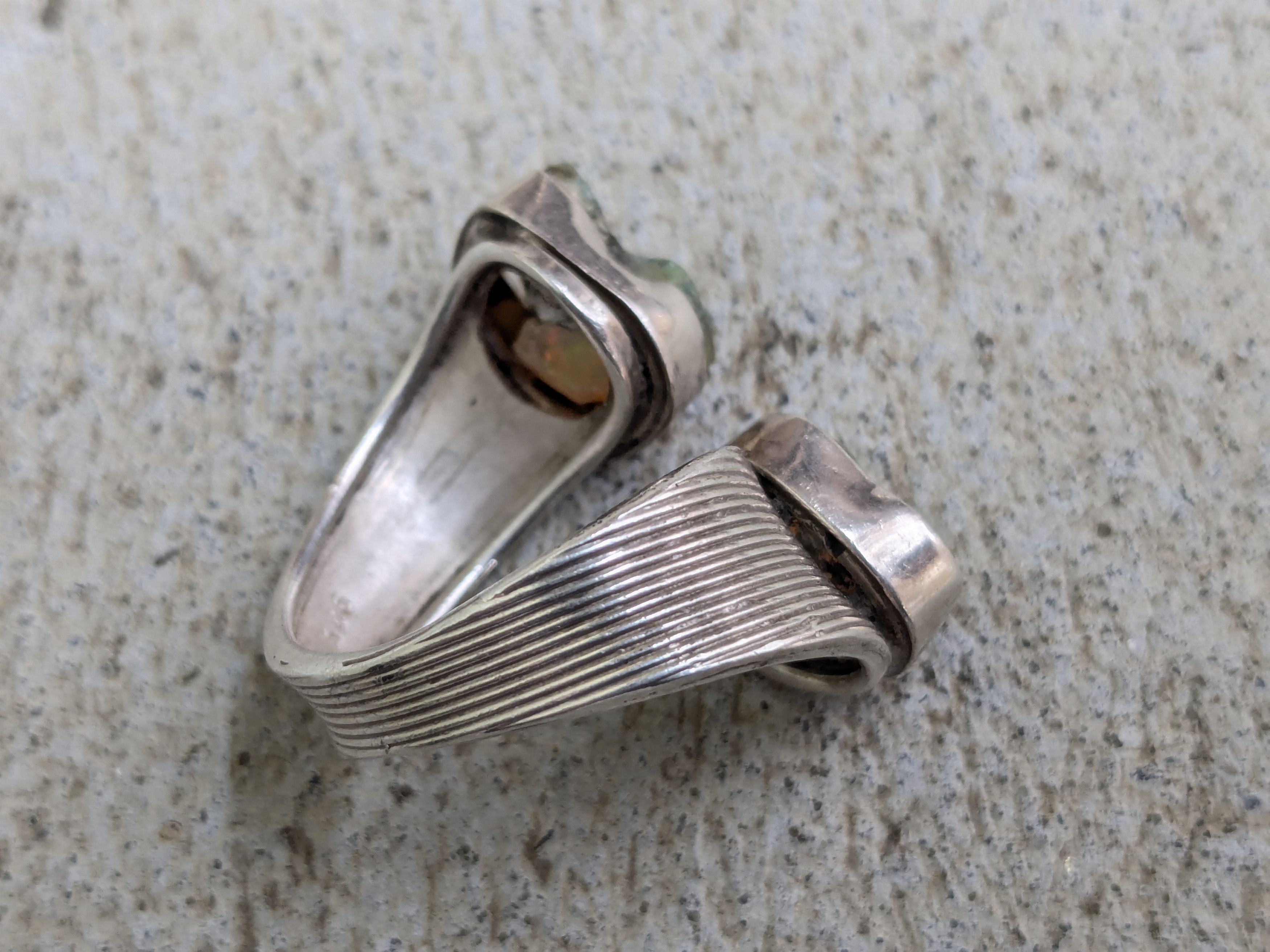 Other Vintage Sterling Silver Ring Opal 8 Bypass Adjustable Size ONE SIZE - 6 Thumbnail