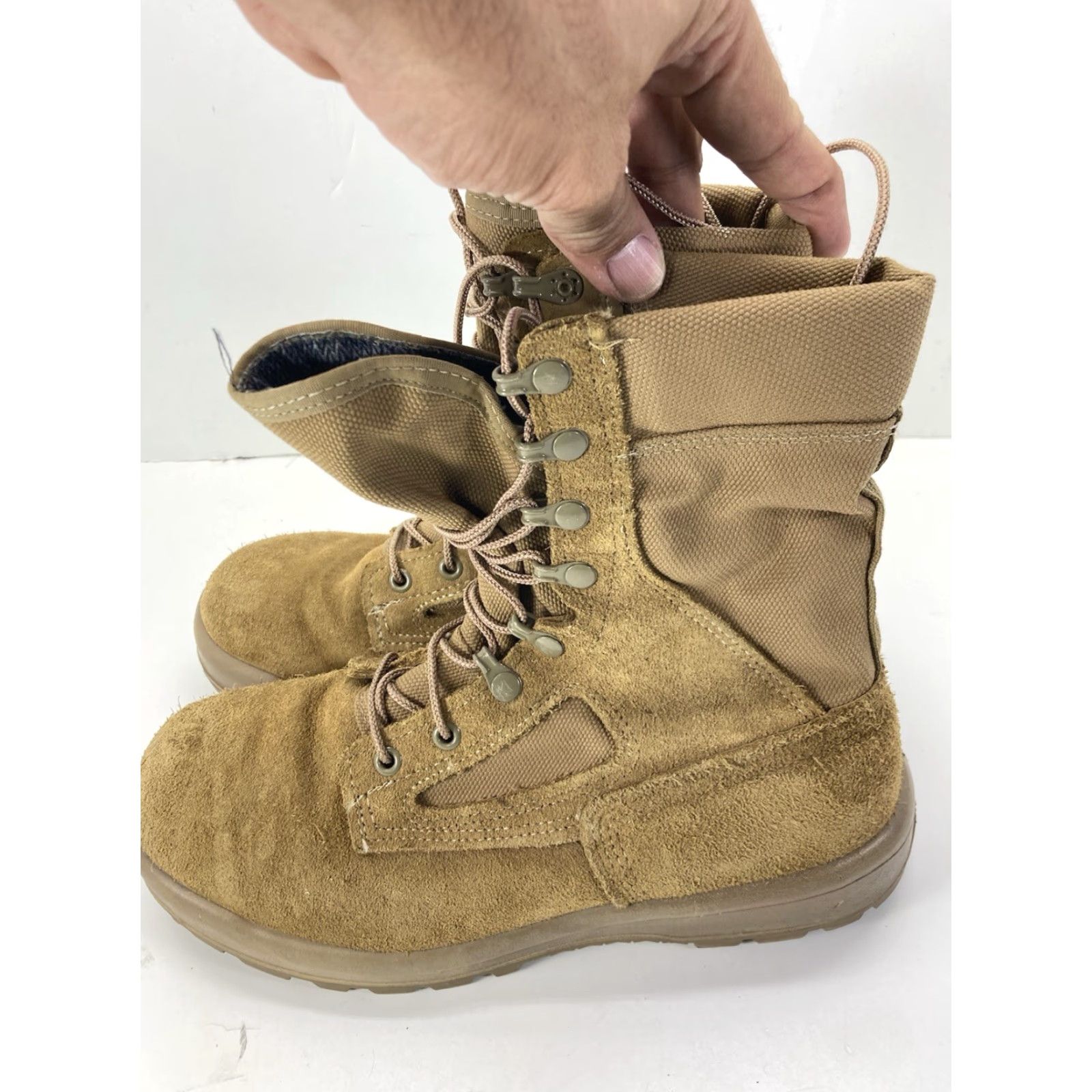 Vintage Belleville Combat Boots FAFTW Women 9.5 WF Wide Coyote Brown Lace Up Goretex Boot Suede Rubber Flat W Mid-Calf Winter Fall Spring Size US 10 / IT 40 - 3 Thumbnail