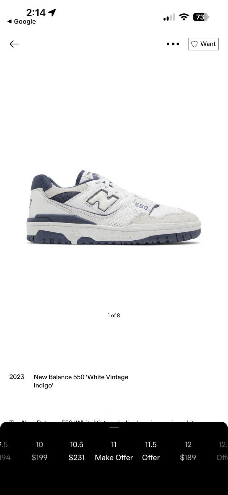 New Balance New Balance 500 White Vintage Indigo WORN ONCE Size US 11 / EU 44 - 7 Thumbnail