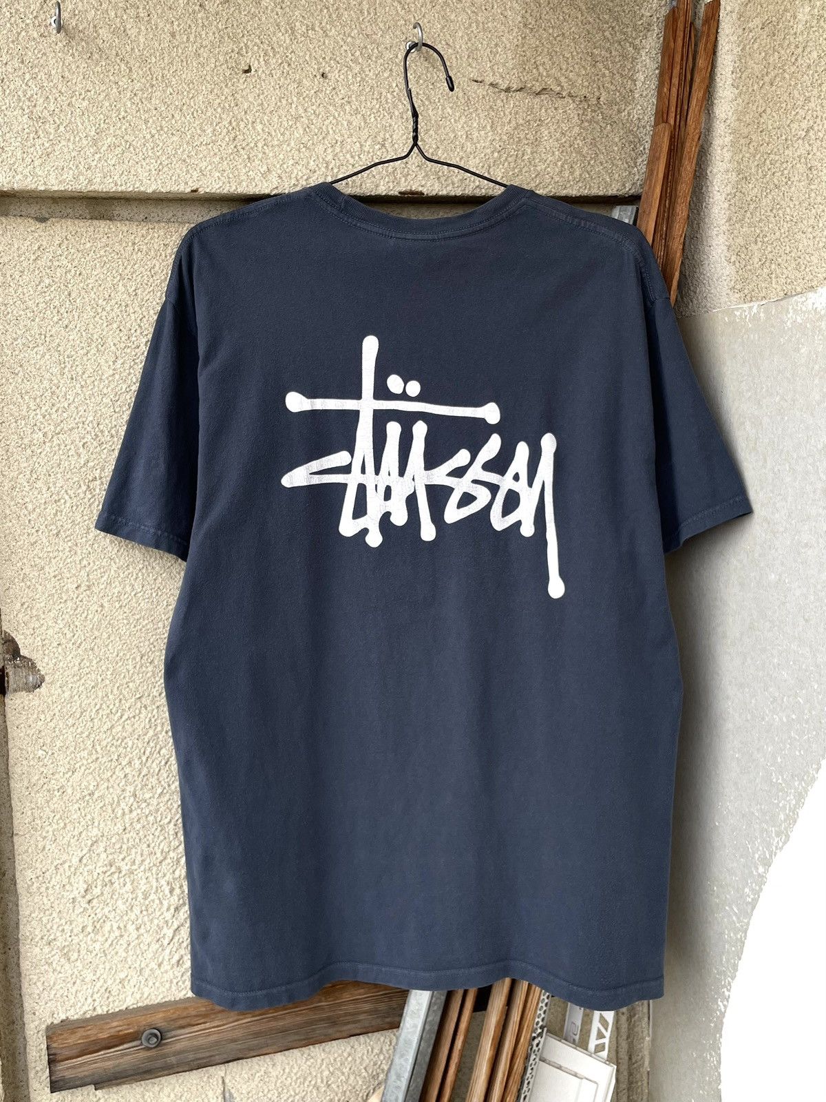 Stussy Vintage Y2K Stussy Big Logo Faded Navy Blue T-Shirt Size L Size US L / EU 52-54 / 3 - 10 Thumbnail