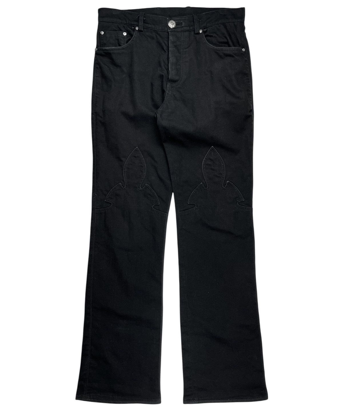 Chrome Hearts Chrome Hearts Fleur Knee Silver Flared Bootcut Denim Jeans Size US 31 - 1 Thumbnail