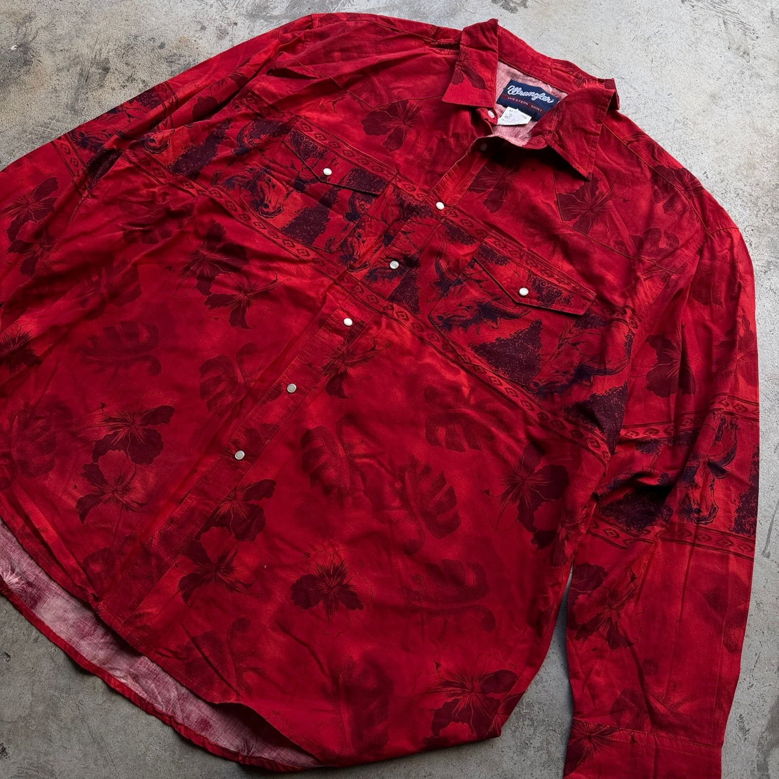 Wrangler Vintage 90s Wrangler Floral Western Pearl Snap Shirt XXL Size US XXL / EU 58 / 5 - 2 Thumbnail