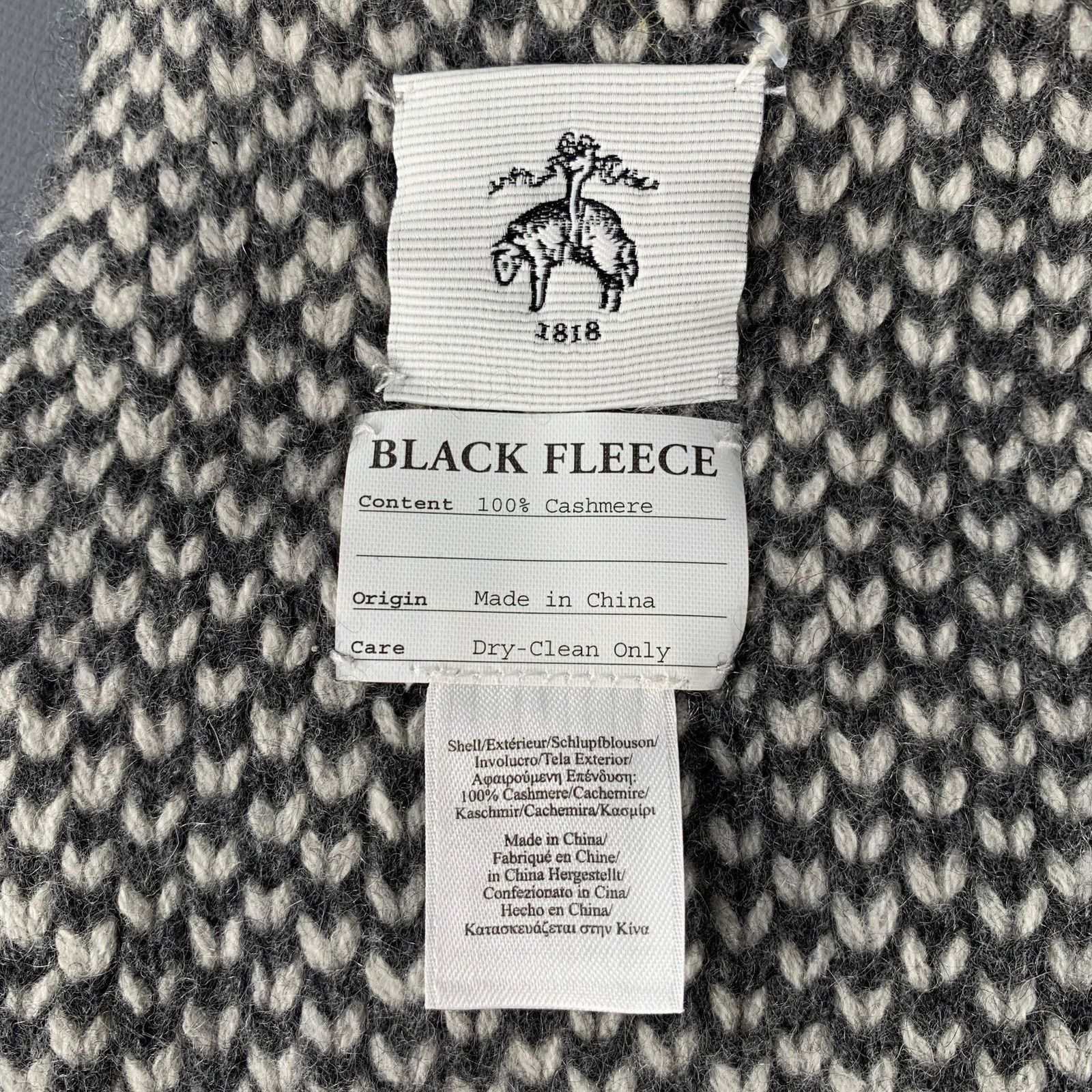 Brooks Brothers Black Fleece BLACK FLEECE White Charcoal Abstract Cashmere Scarf Size ONE SIZE - 3 Thumbnail