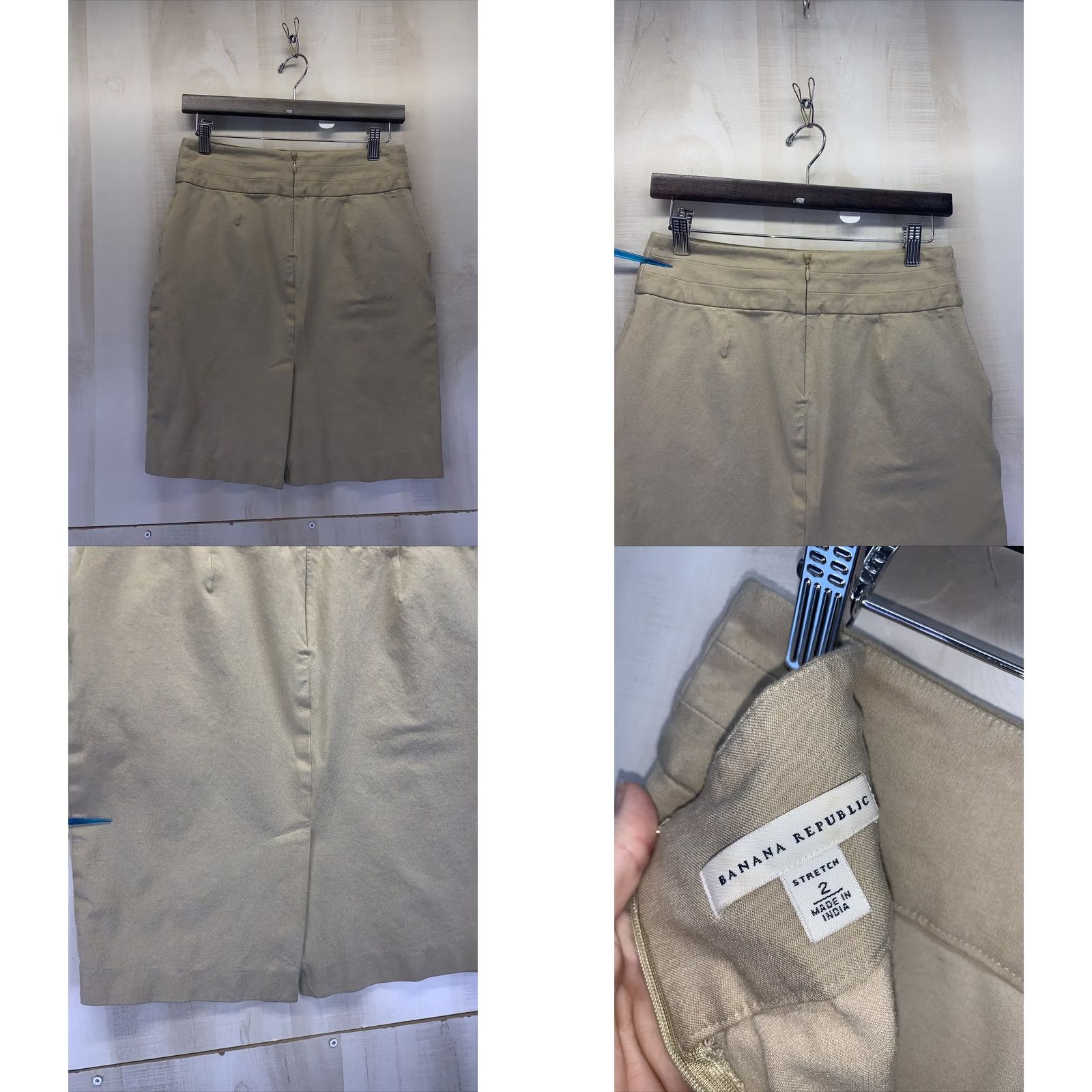 Banana Republic Banana Republic Skirt Khaki Stretch Pocket Front Straight Womens 2 Beige Knee Length Pencil Style -Mens Size 26" / US 2 / IT 38 - 8 Thumbnail