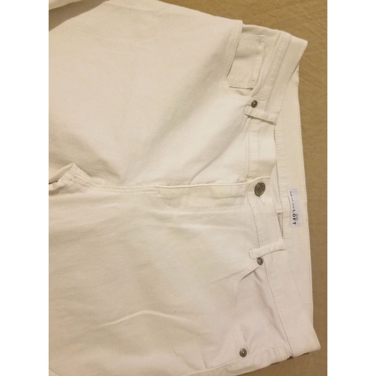 Ann Taylor Womens Ann Taylor Jeans Pants 12 White Denim Stretch Skinny Regular Size 12 Womens Jeans Size 34" / US 12 / IT 48 - 4 Thumbnail