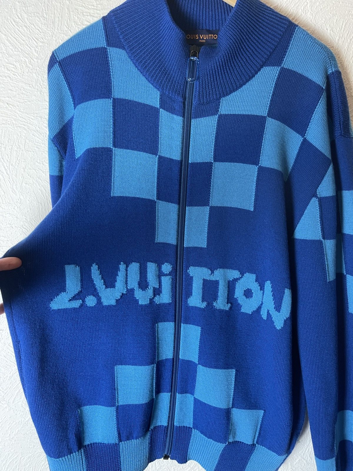 Louis Vuitton Rare Louis Vuitton SS22 Damier Logo Zip Knit Sweater Size US L / EU 52-54 / 3 - 2 Thumbnail