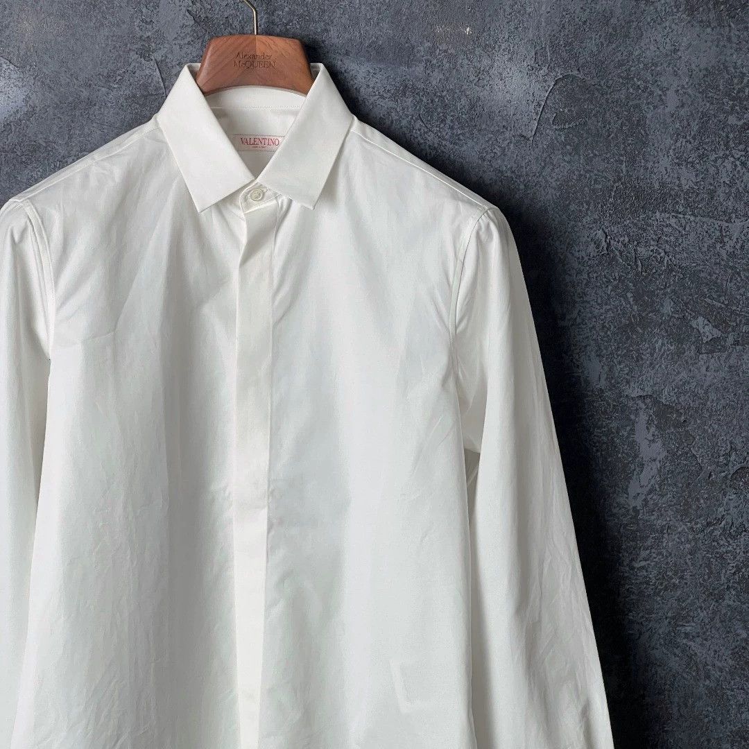 Valentino VALENTINO Men's White Cotton LS Shirt 37 Size US XXS / EU 40 - 3 Thumbnail