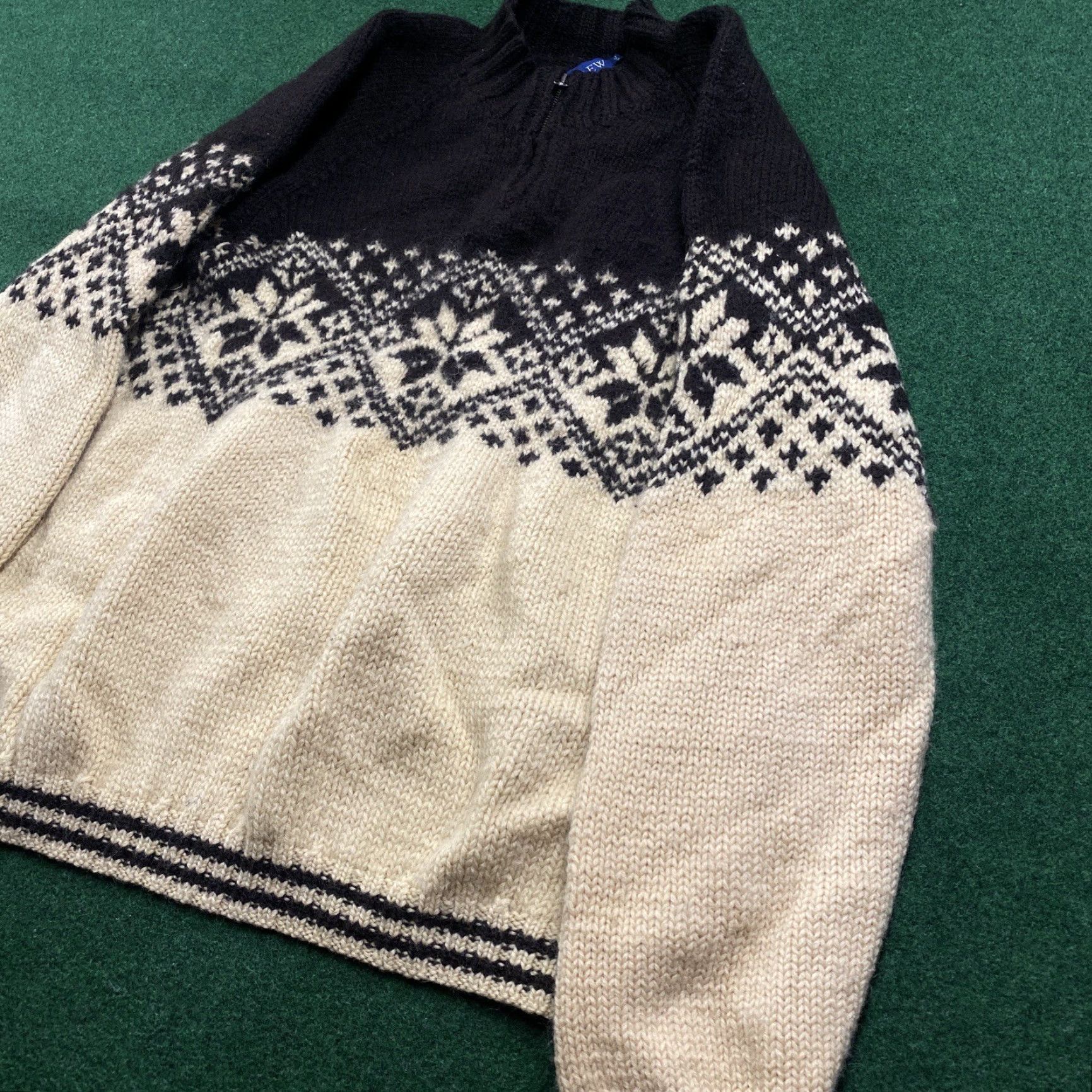 J.Crew VINTAGE J.CREW Sweatshirt Mens 2XL Beige Wool Knit 1/4 Zip Crew Neck Full Zip Nordic Logo Sweatshirt Size US XXL / EU 58 / 5 - 2 Thumbnail