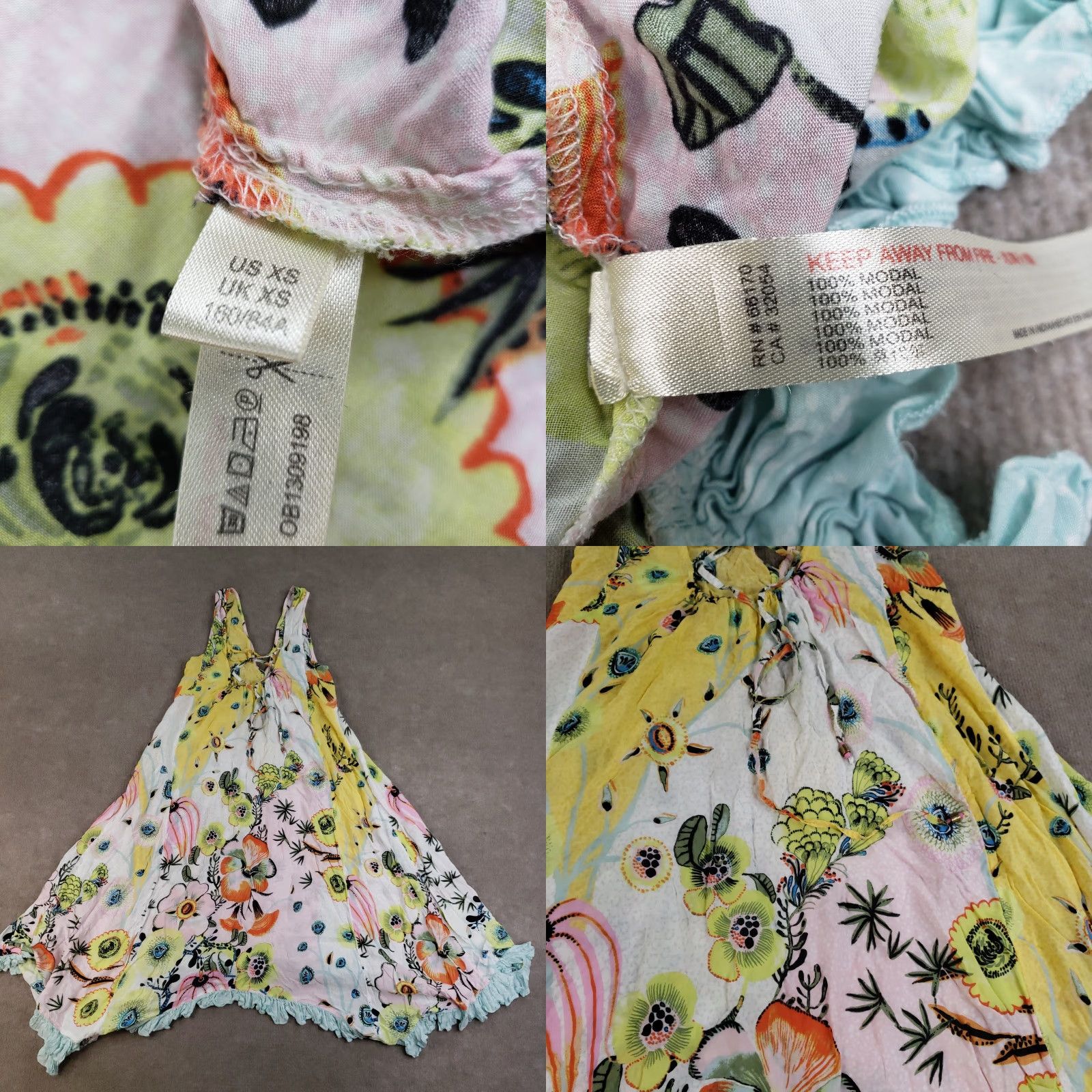 Anthropologie Anthropologie White Floral Boho Sundress Womens XS Sleeveless Asymmetrical Beach Summer Size XS / US 0-2 / IT 36-38 - 8 Thumbnail